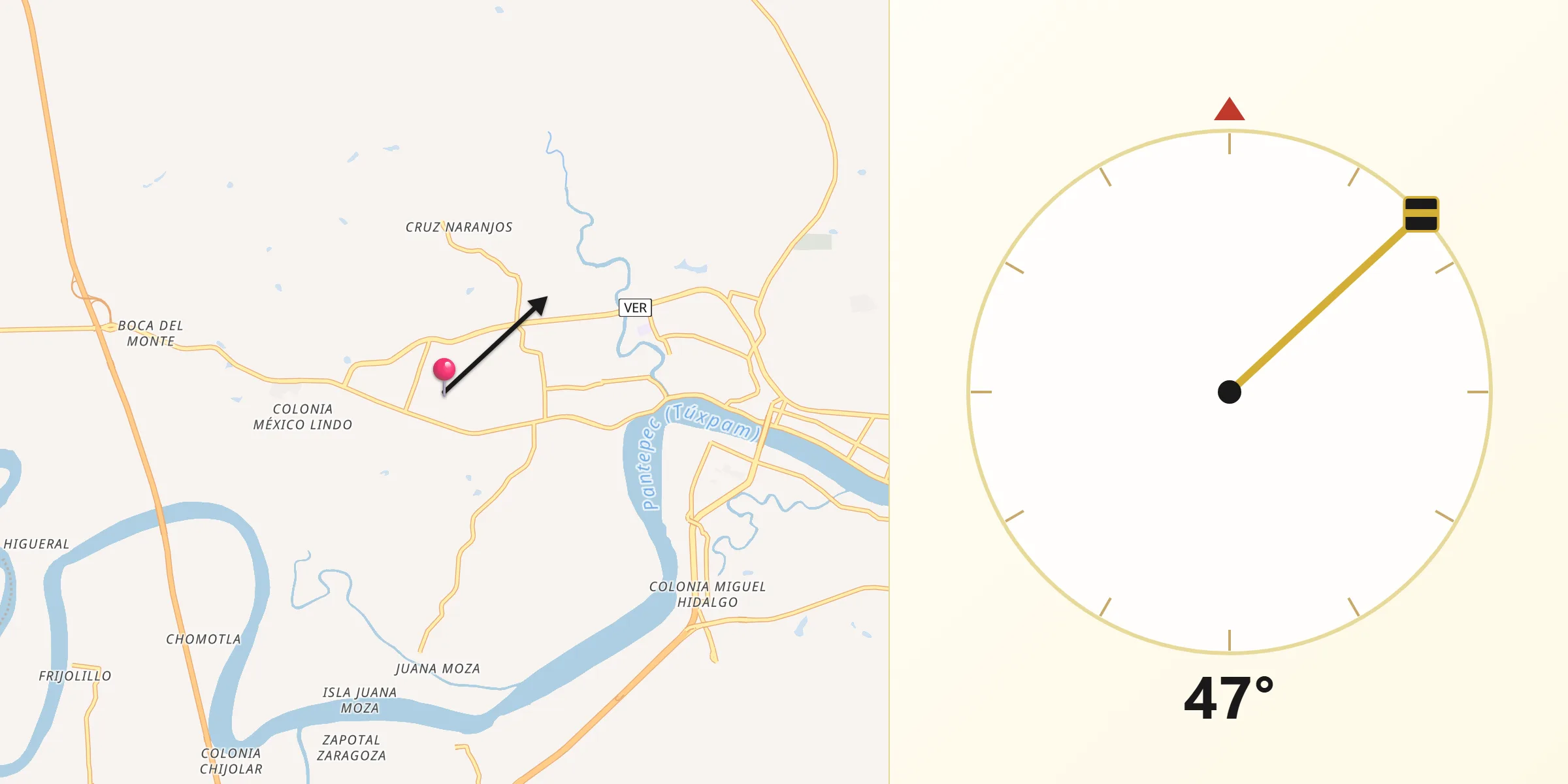 Dirección de la Qibla desde Alto Lucero