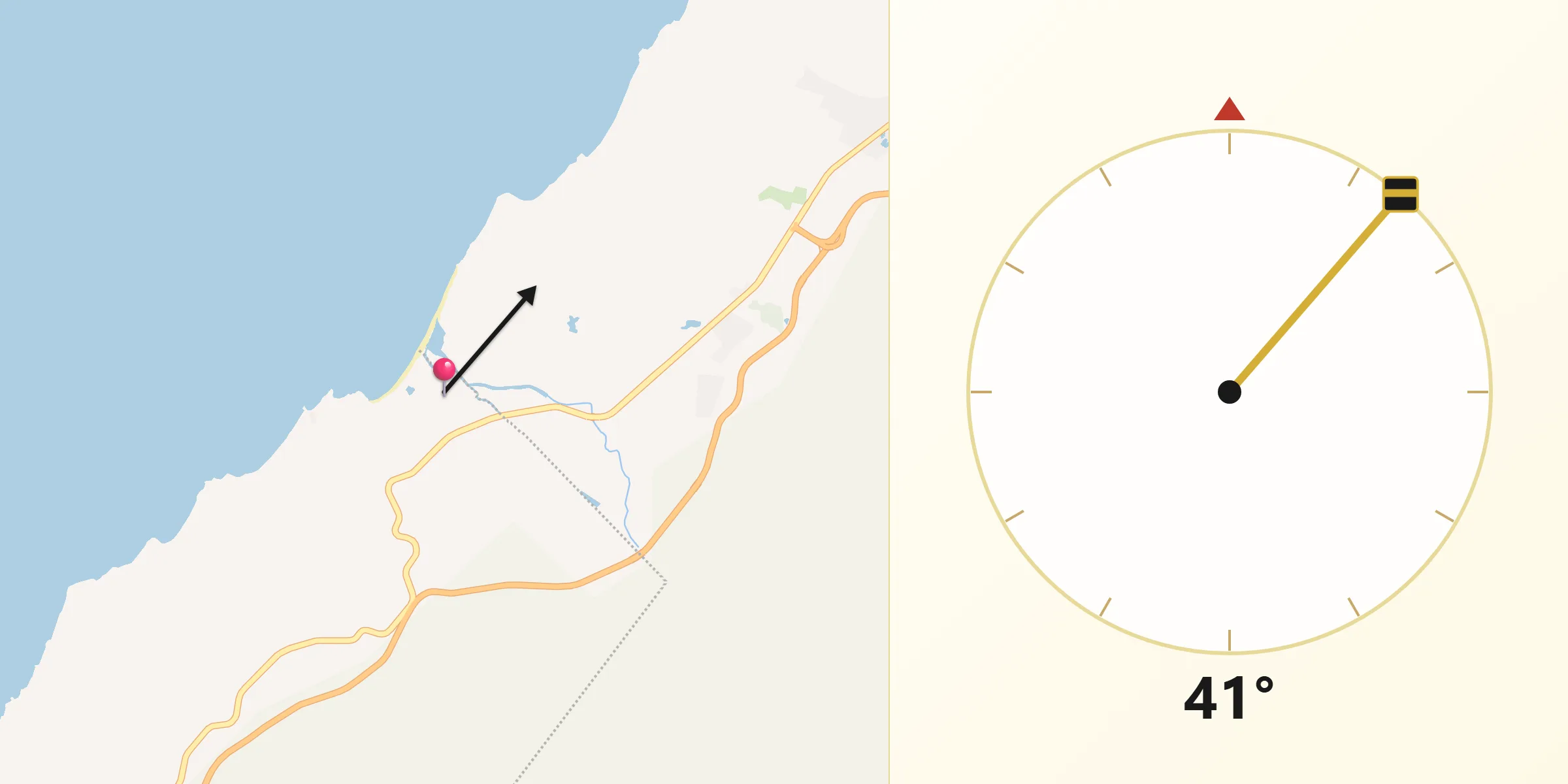 Dirección de la Qibla desde Lo de Marcos