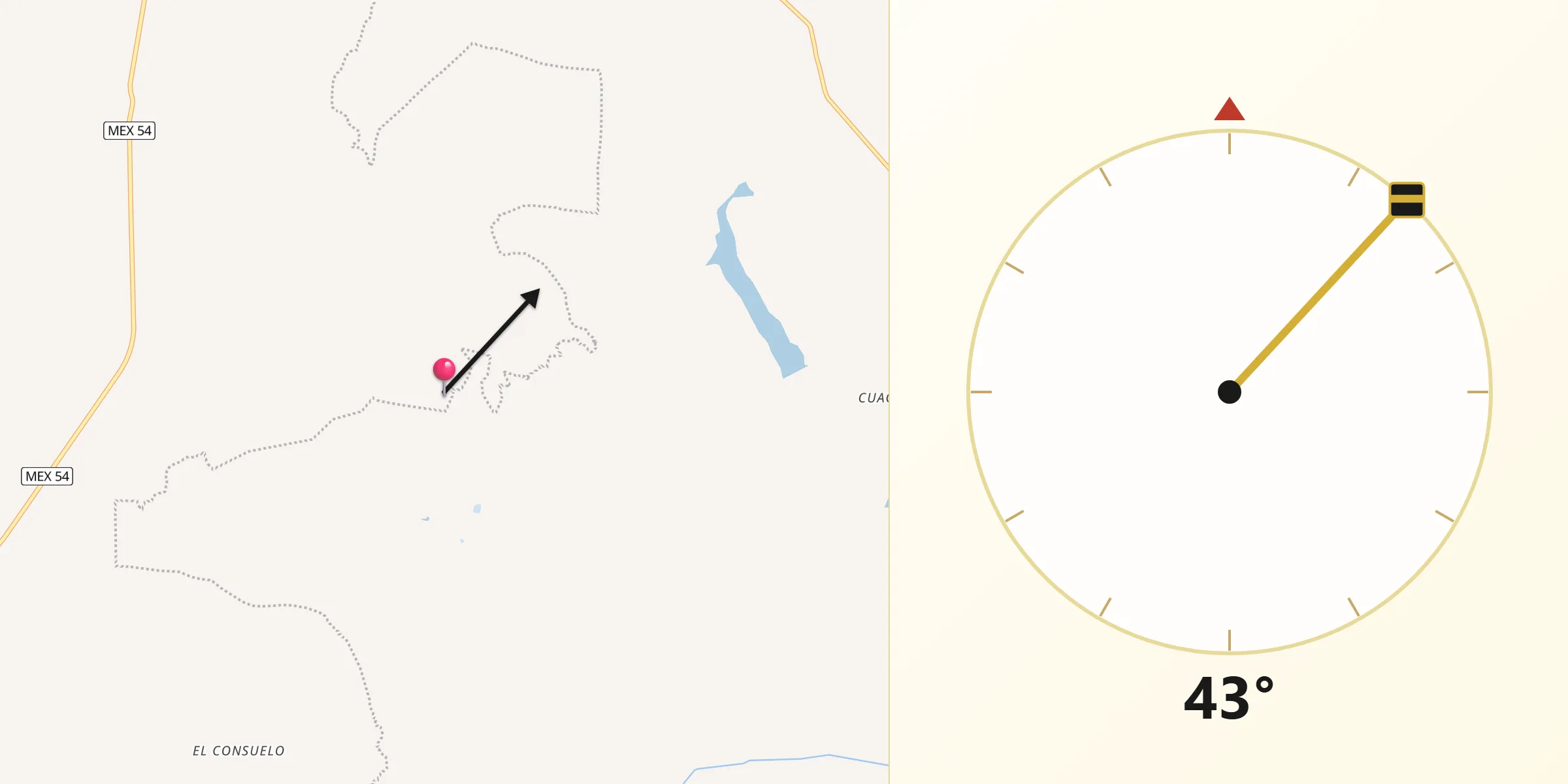 Dirección de la Qibla desde La Garruña