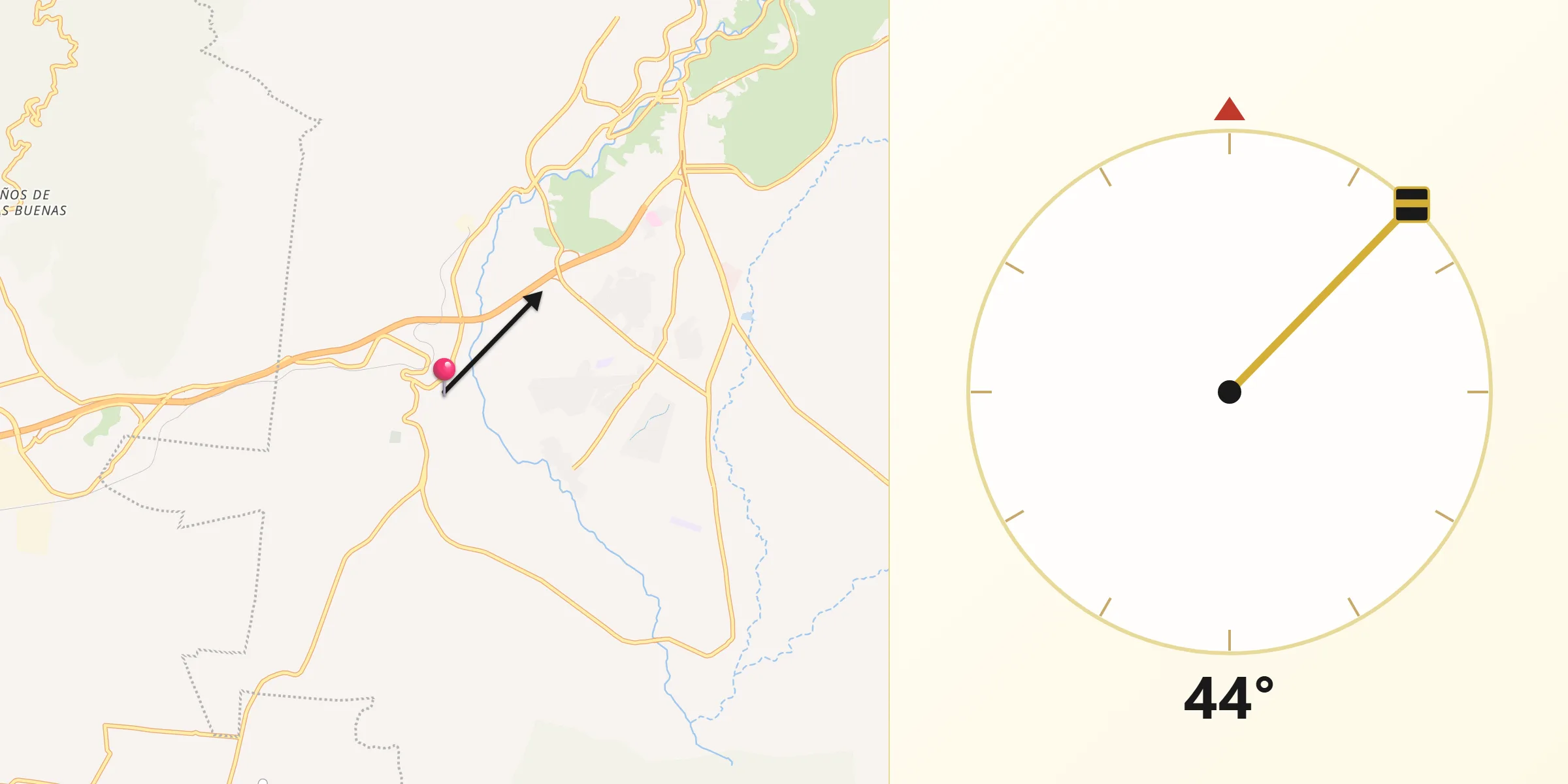 Dirección de la Qibla desde Santa Teresa