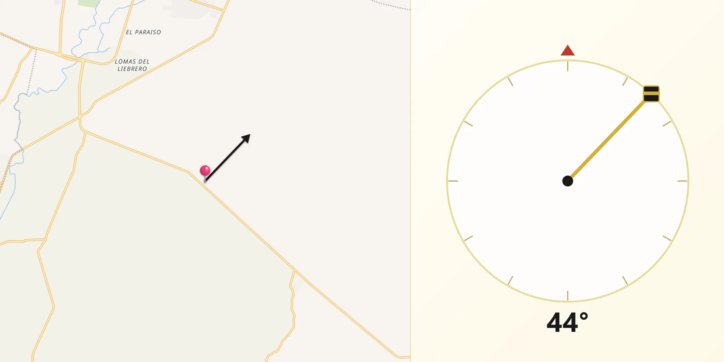 Dirección de la Qibla desde El Mezquitillo