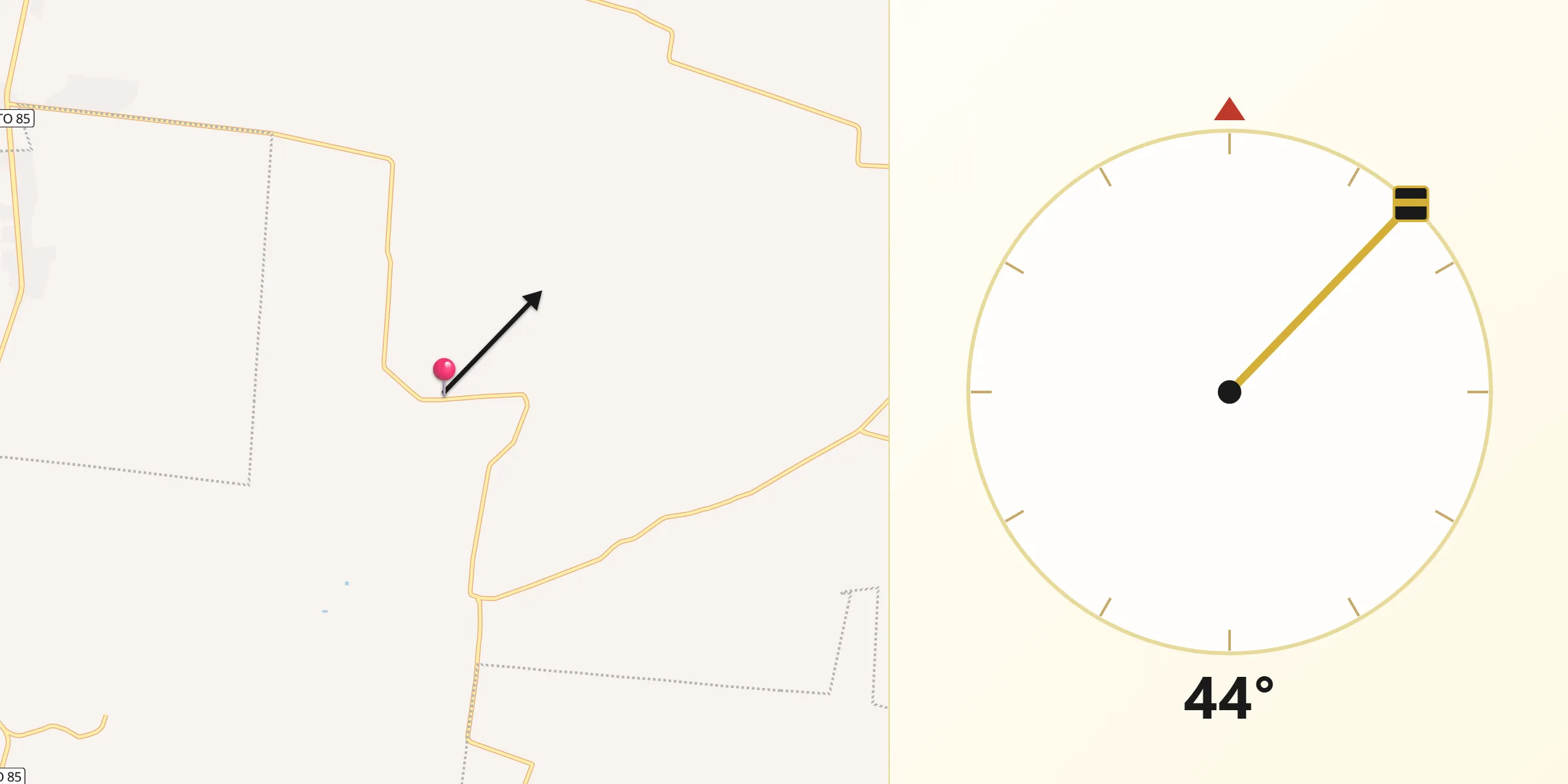 Dirección de la Qibla desde Rancho Nuevo de la Luz