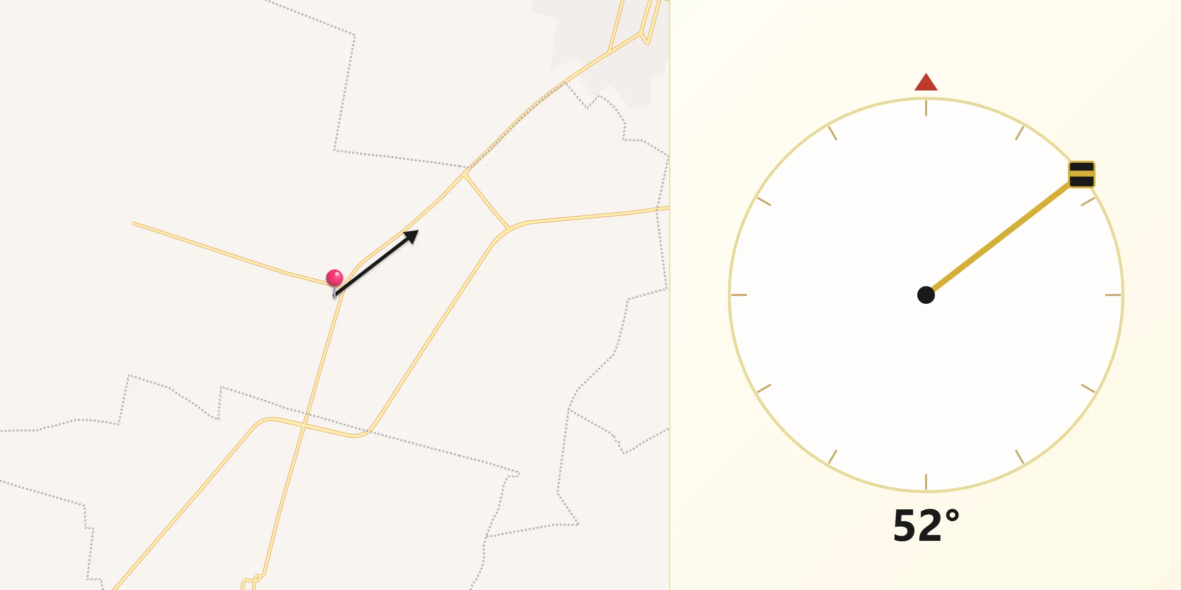 Dirección de la Qibla desde Tetiz