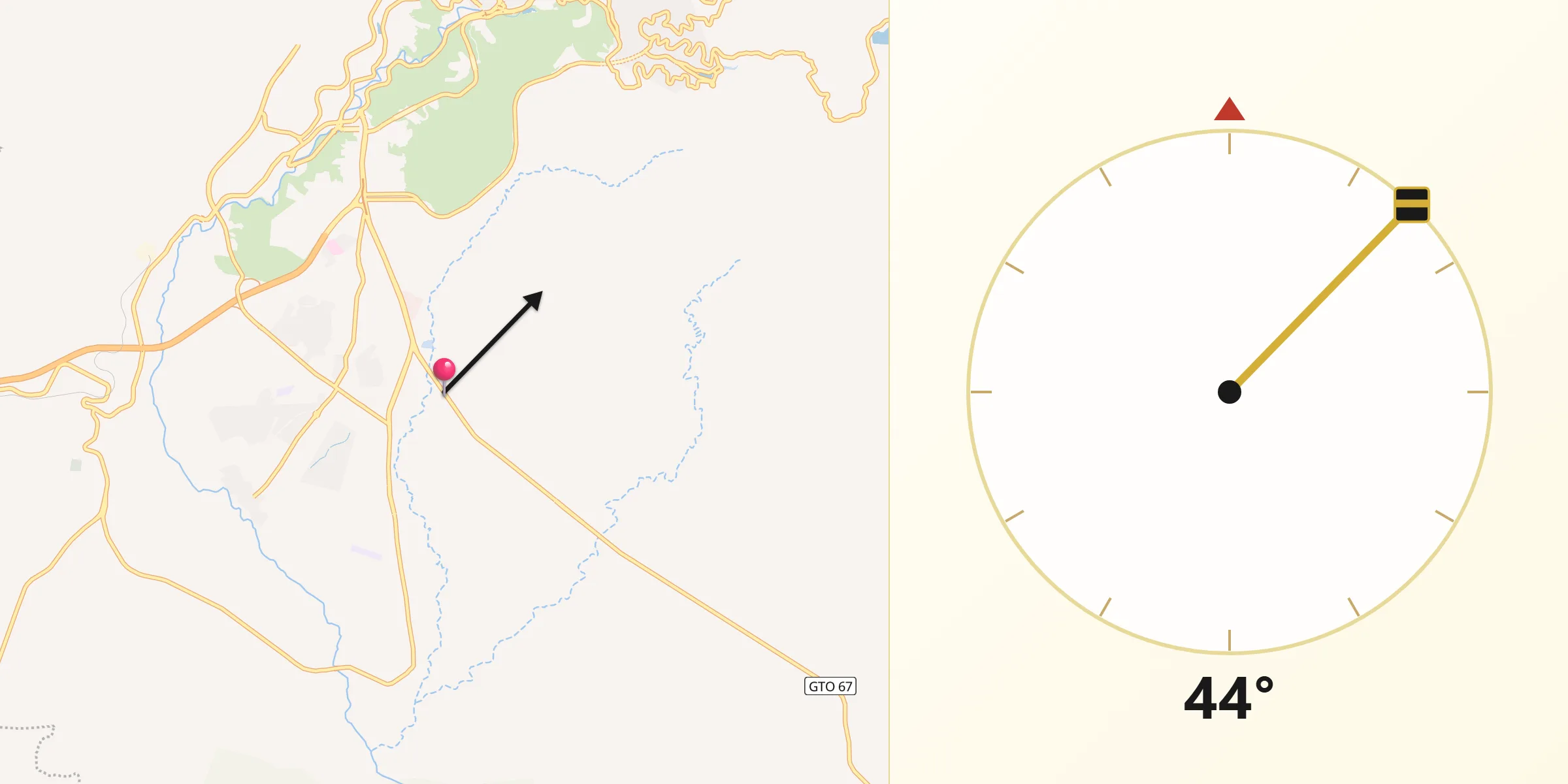 Dirección de la Qibla desde Yerbabuena