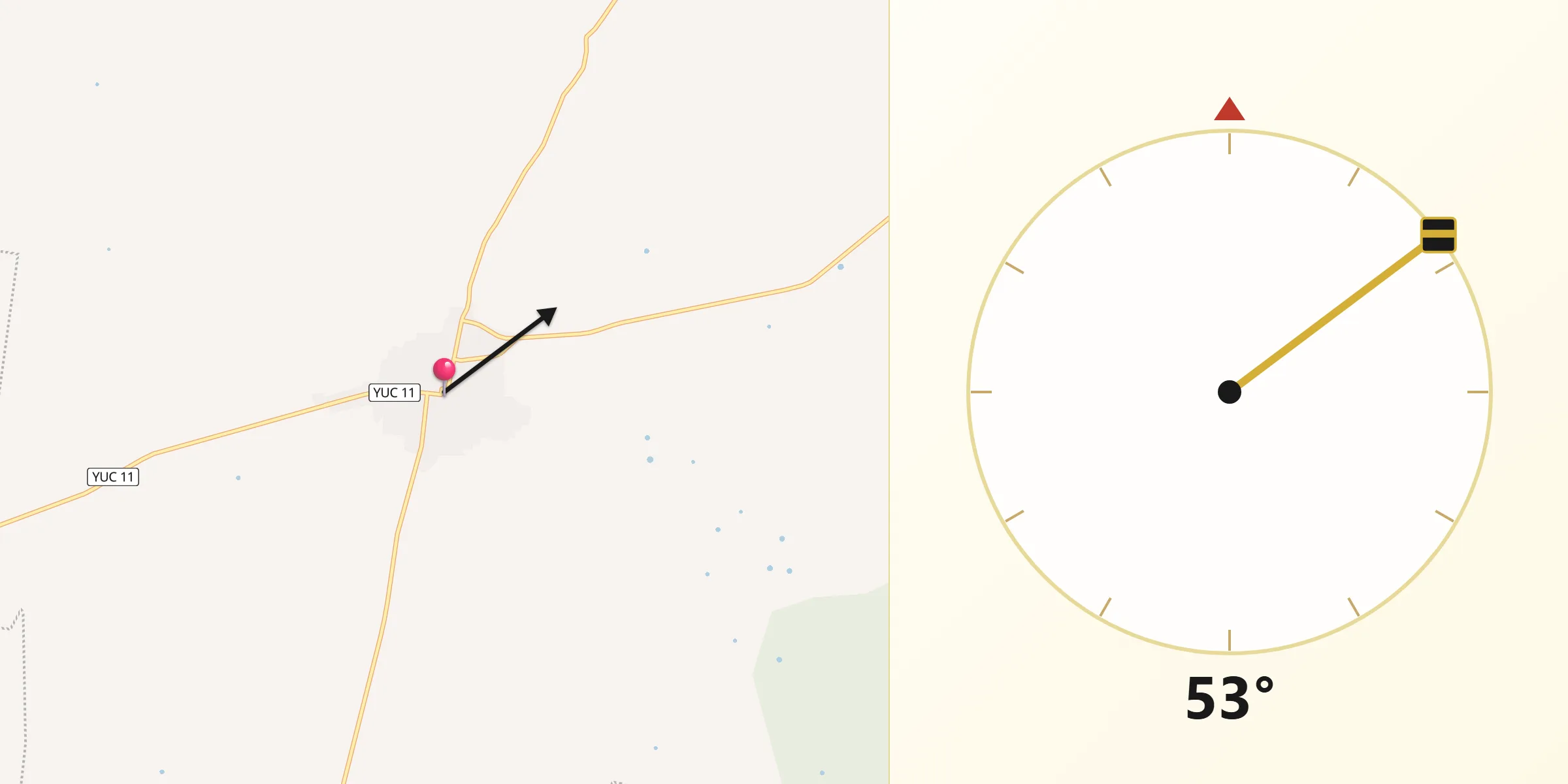 Dirección de la Qibla desde Cenotillo