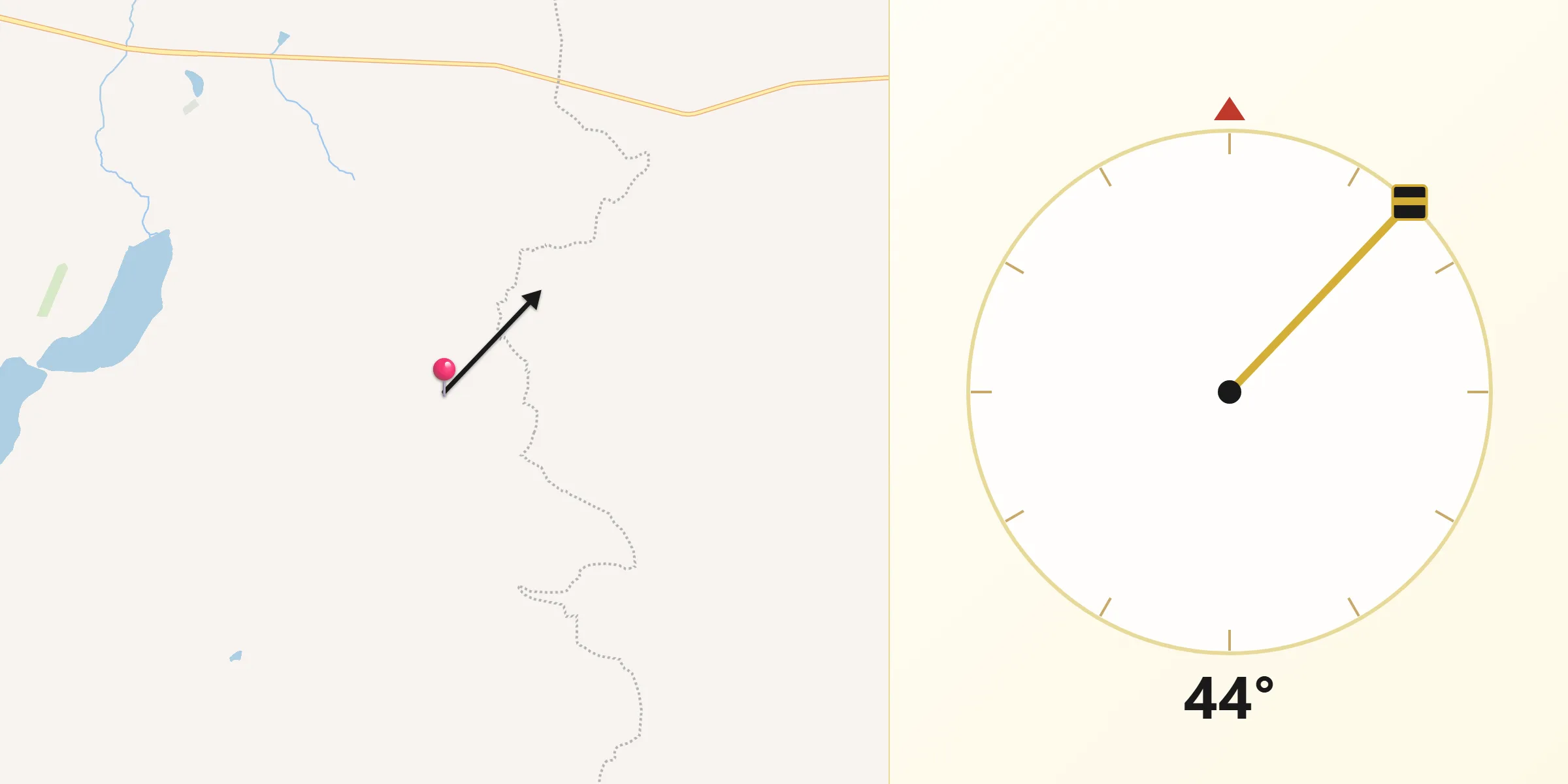 Dirección de la Qibla desde El Puerto de Amolero