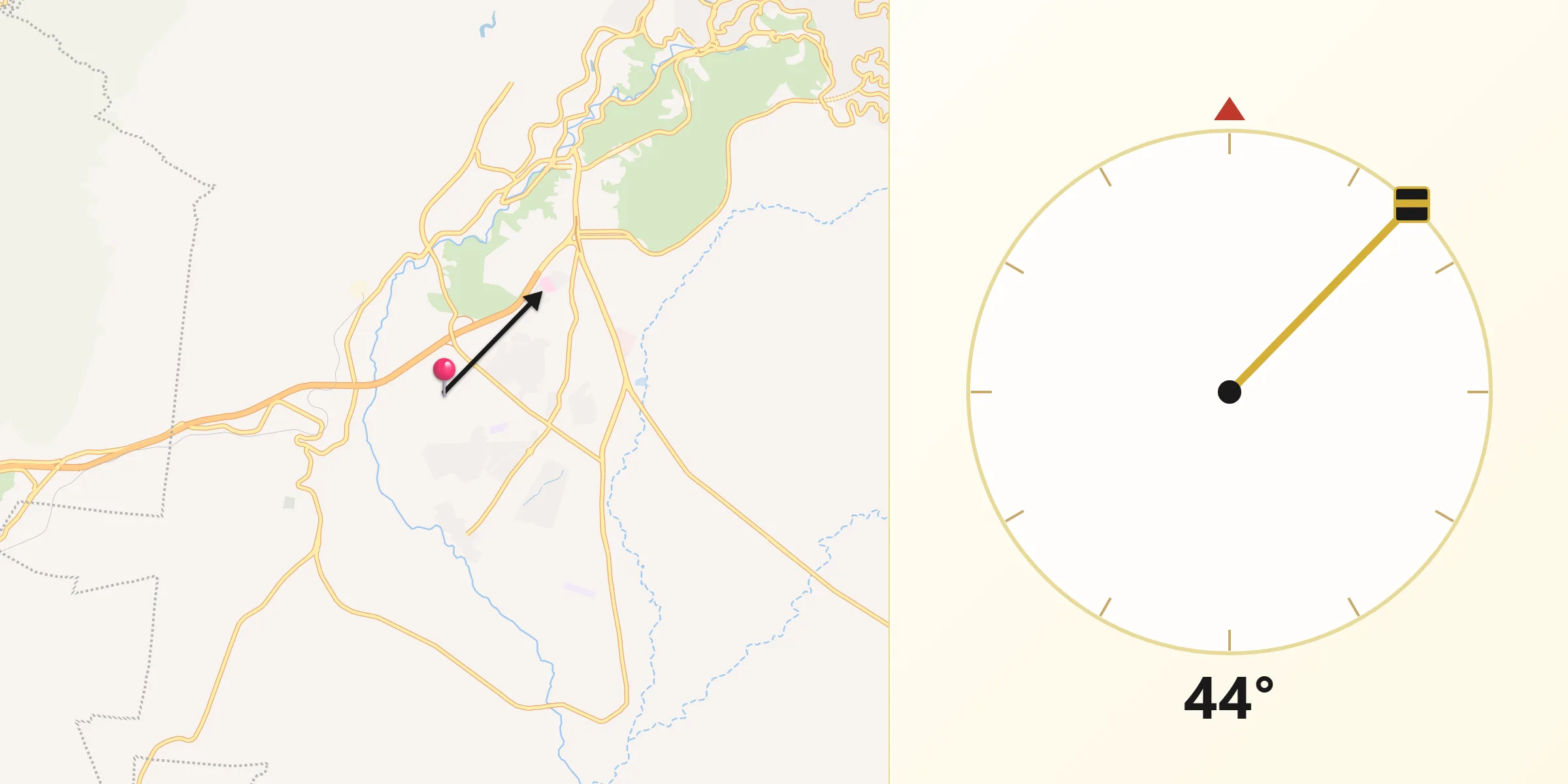 Dirección de la Qibla desde San José de Cervera