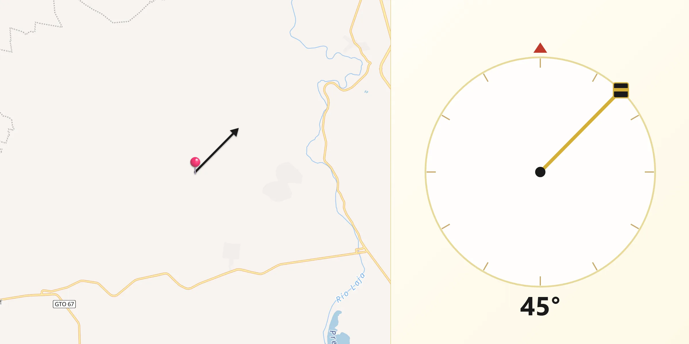 Dirección de la Qibla desde La Cruz del Palmar