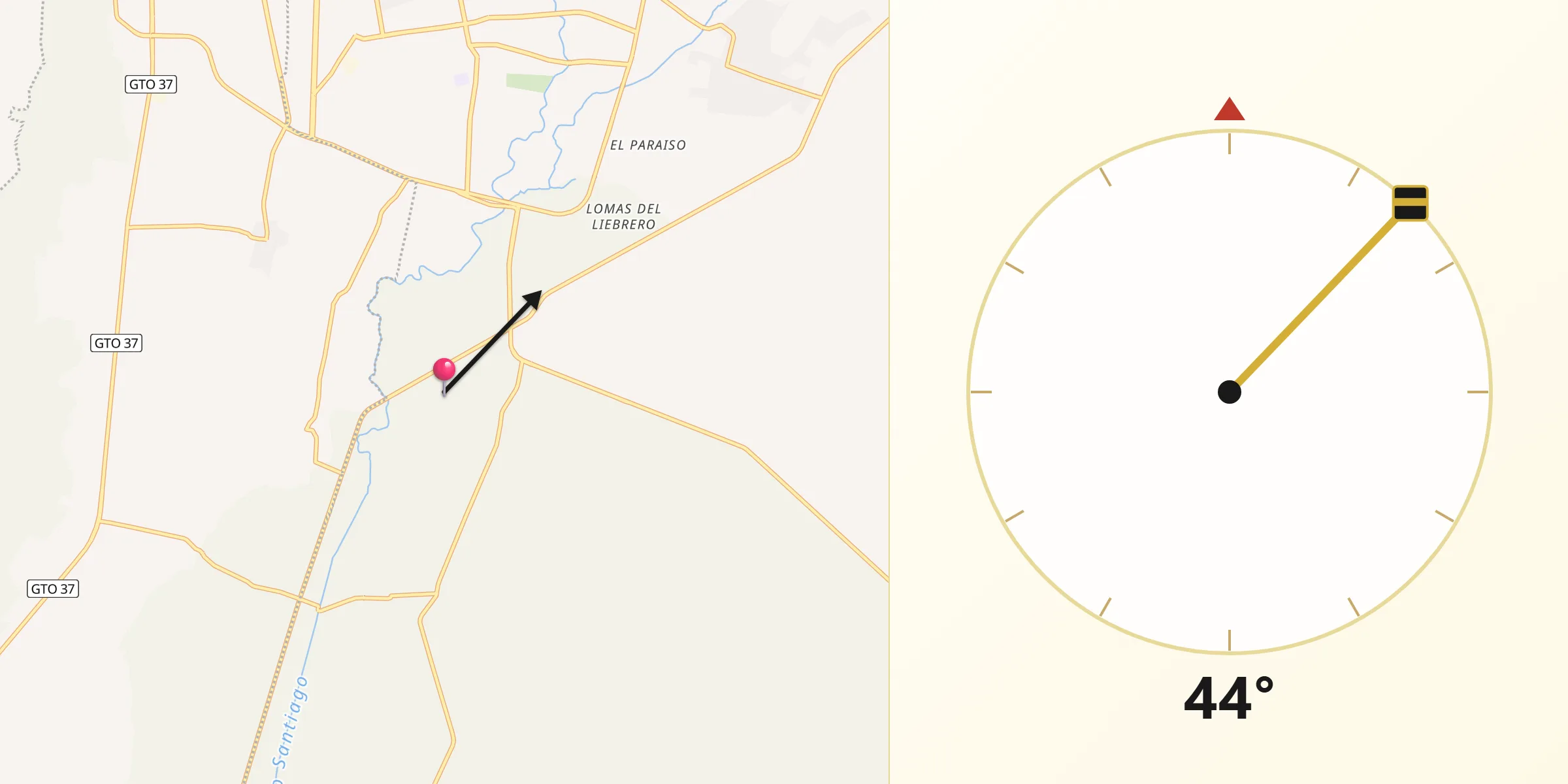 Dirección de la Qibla desde San Roque de Torres