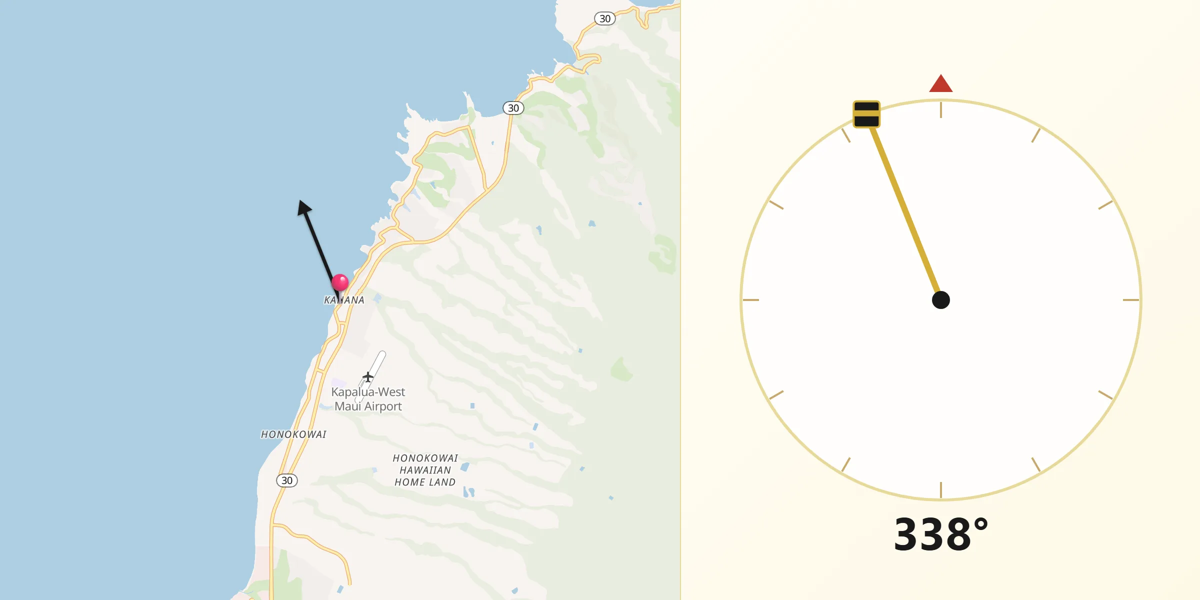 Qibla Direction from Napili-Honokowai