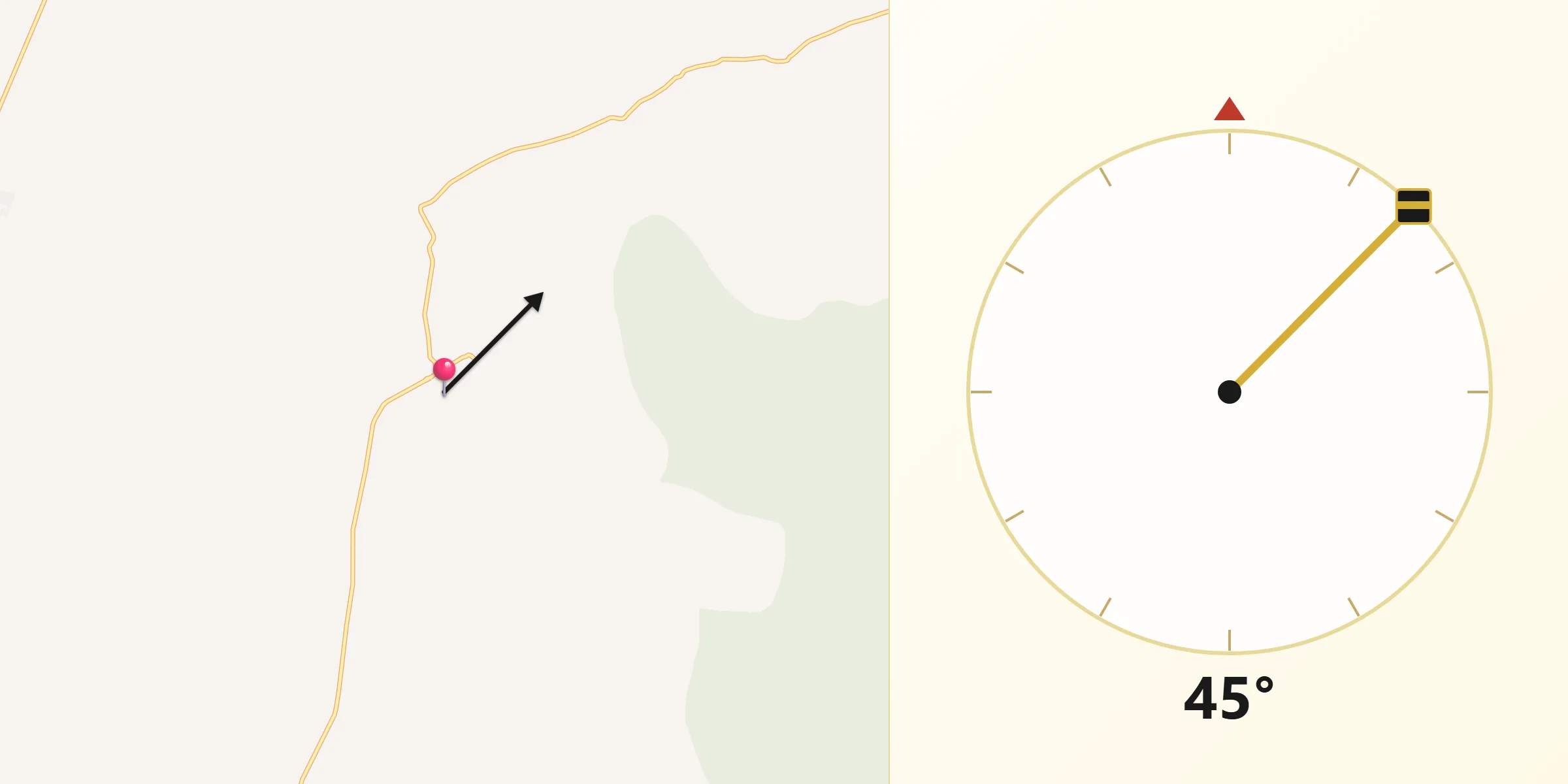 Dirección de la Qibla desde Corral de Piedras de Arriba