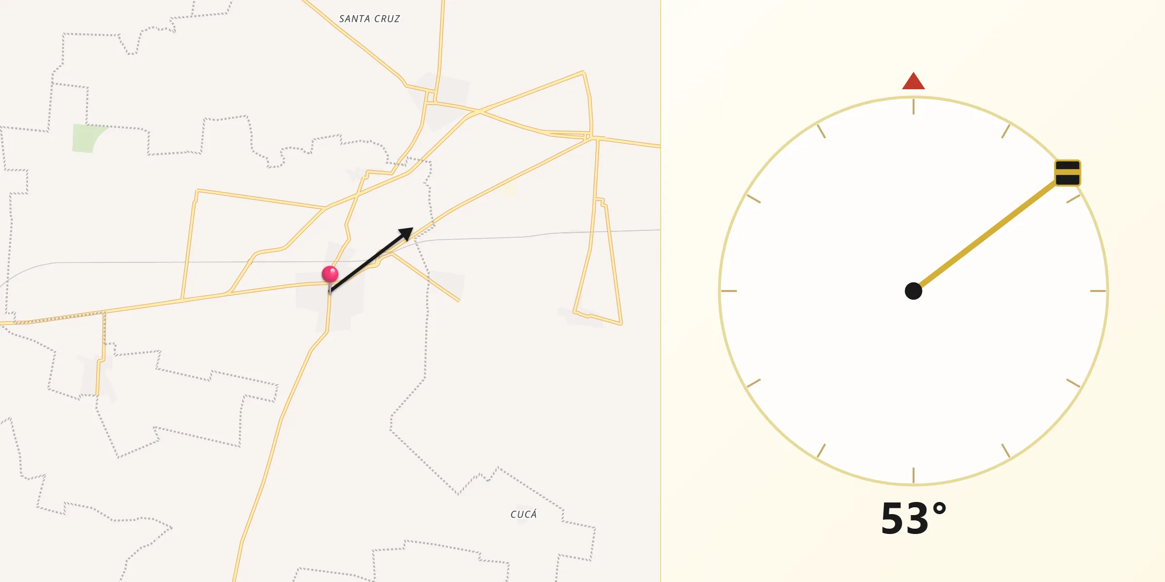 Dirección de la Qibla desde Tixpehual
