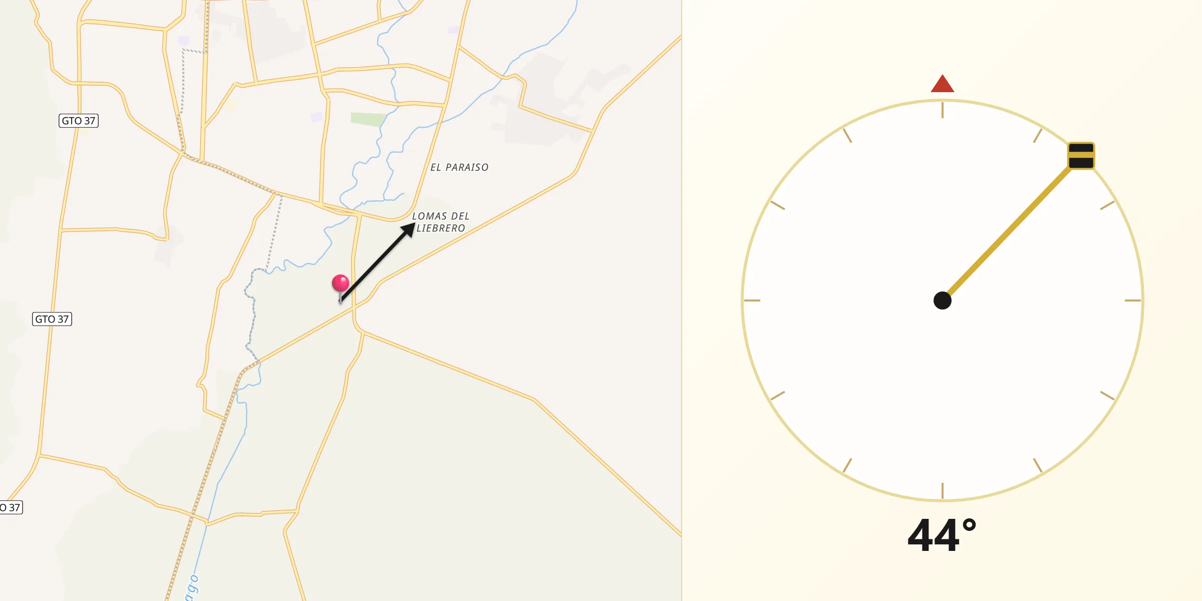 Dirección de la Qibla desde El Maguey