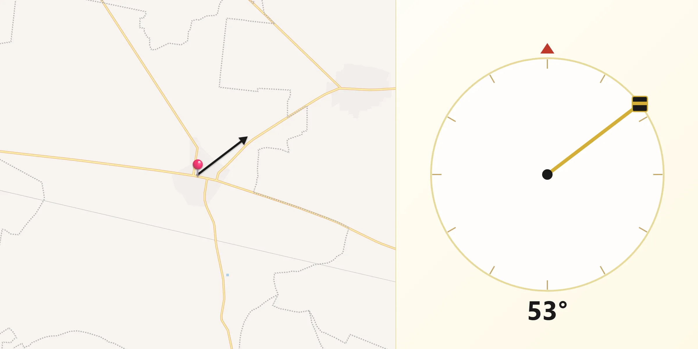 Dirección de la Qibla desde Cacalchen