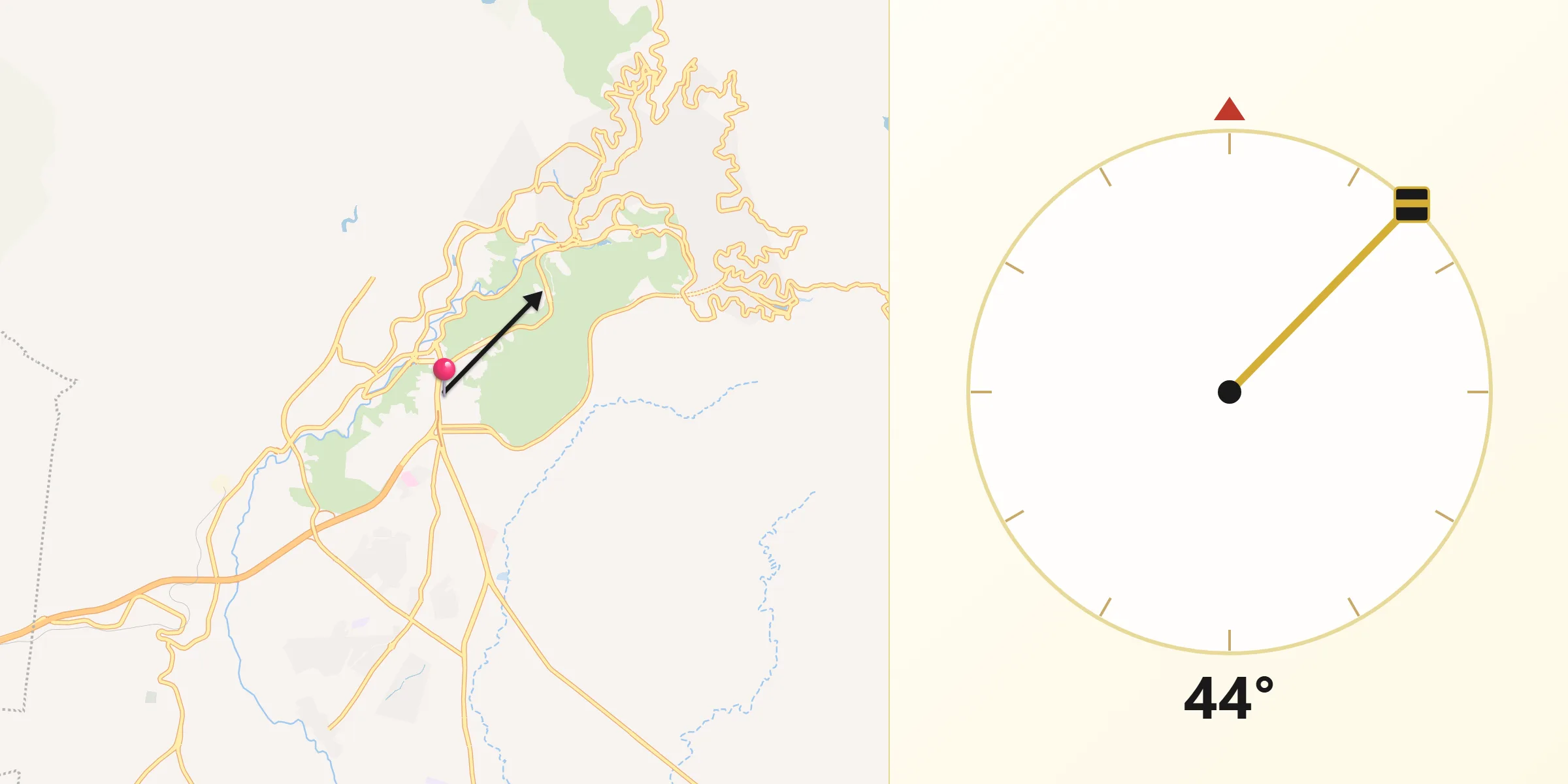 Dirección de la Qibla desde Marfil
