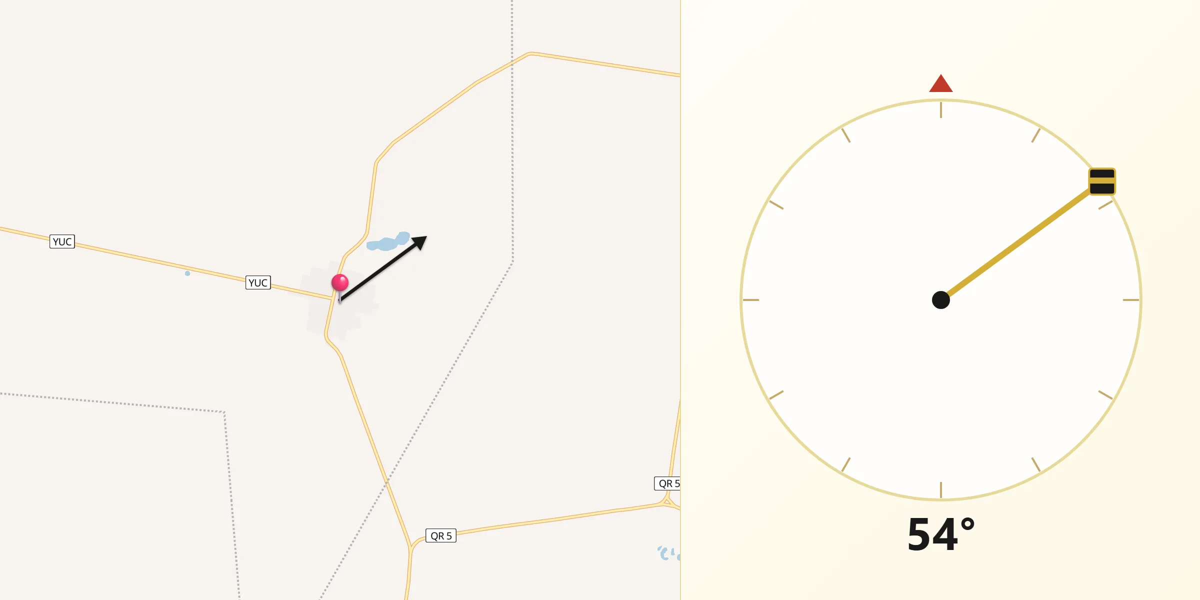 Dirección de la Qibla desde Popolnah