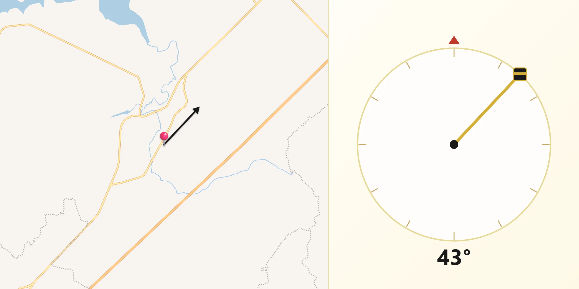 Dirección de la Qibla desde Valle de Guadalupe