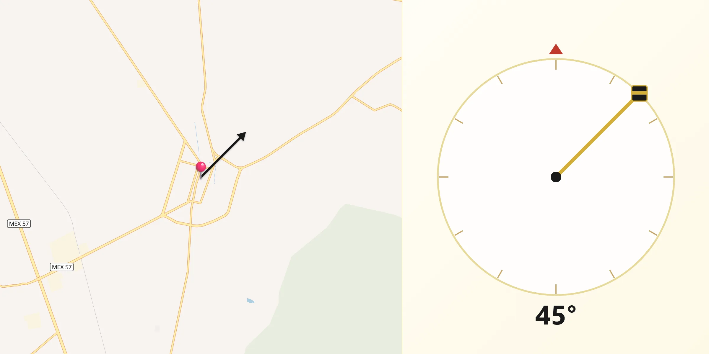 Dirección de la Qibla desde San Jose Iturbide