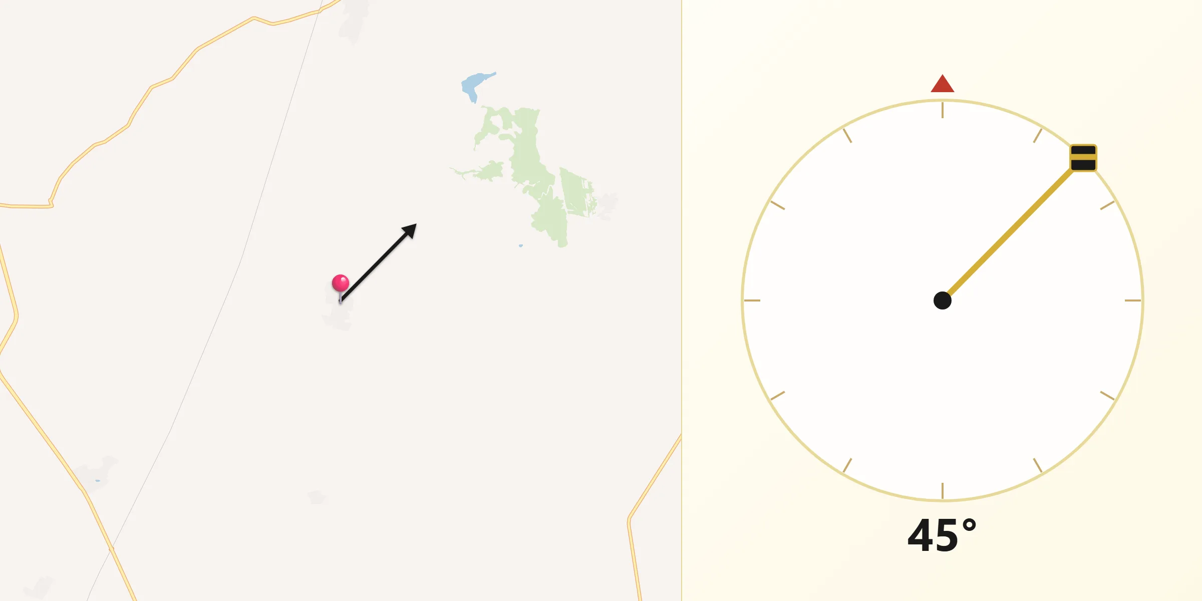 Dirección de la Qibla desde Palo Colorado