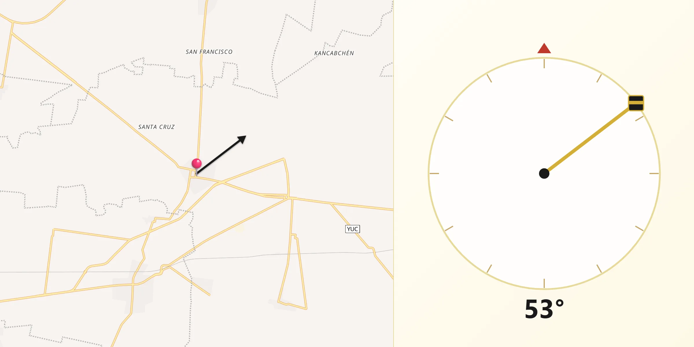 Dirección de la Qibla desde Nolo