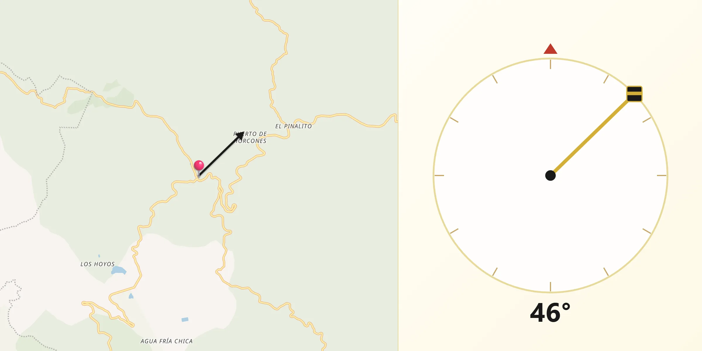 Dirección de la Qibla desde Jacala