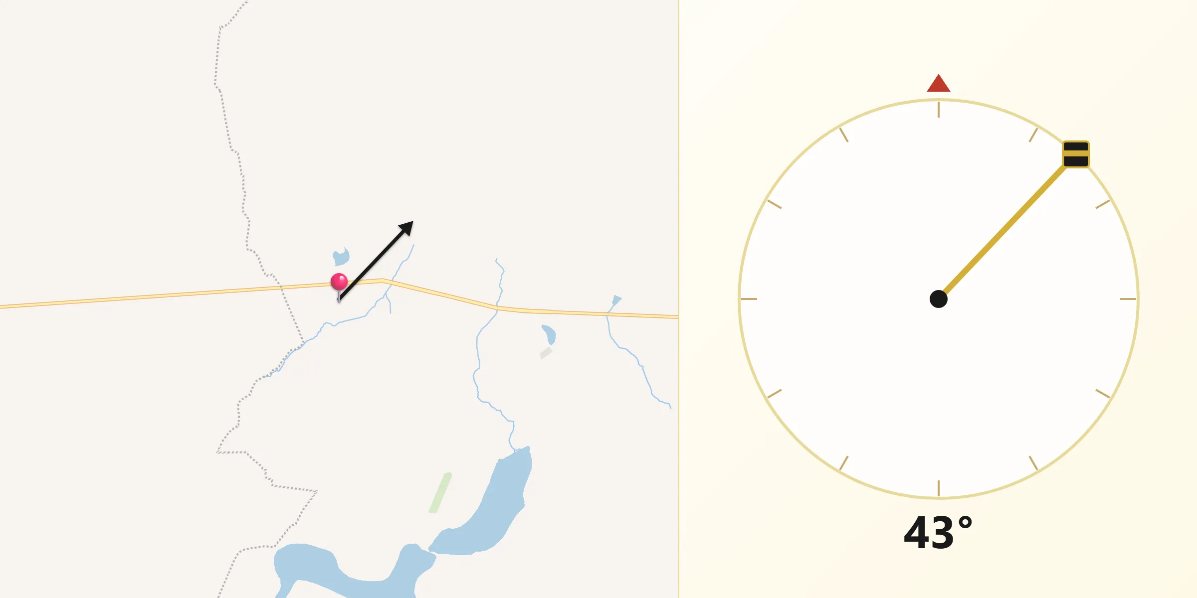 Dirección de la Qibla desde Colonia Veintitrés de Mayo