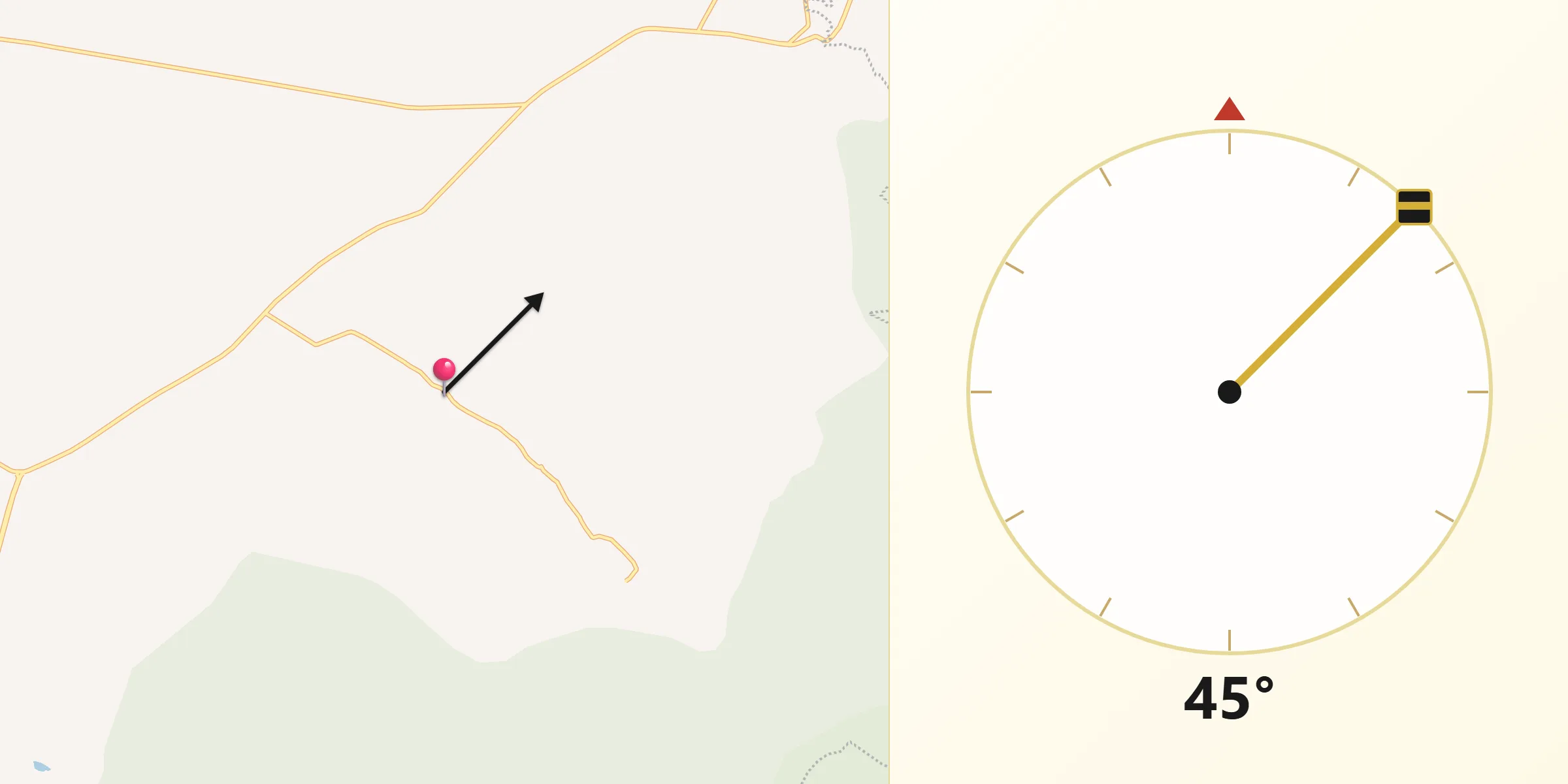 Dirección de la Qibla desde Ojo de Agua del Refugio