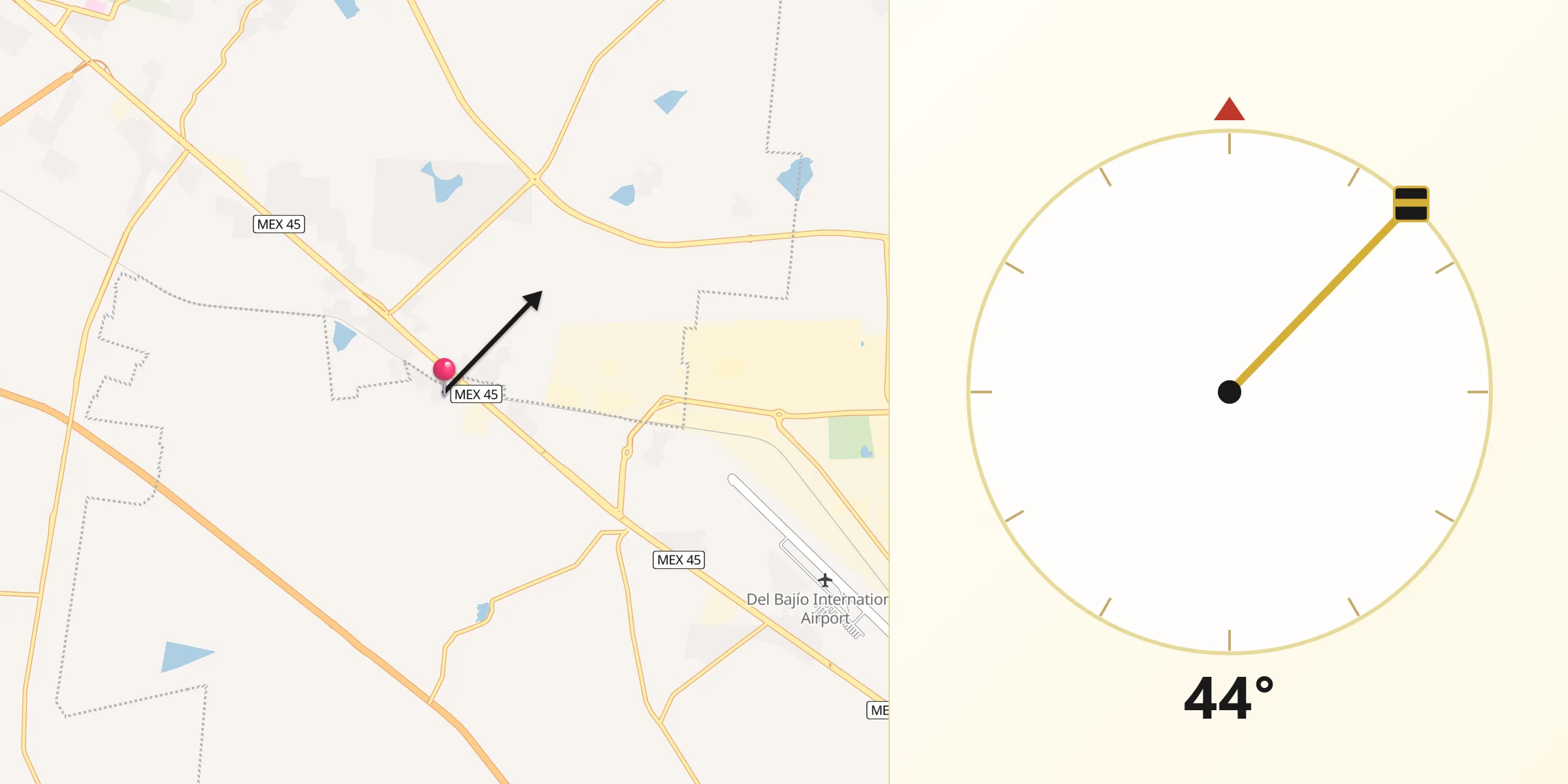 Dirección de la Qibla desde El Refugio de los Sauces