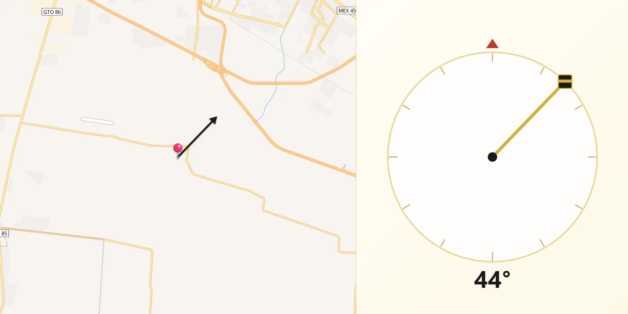 Dirección de la Qibla desde Los Ramírez