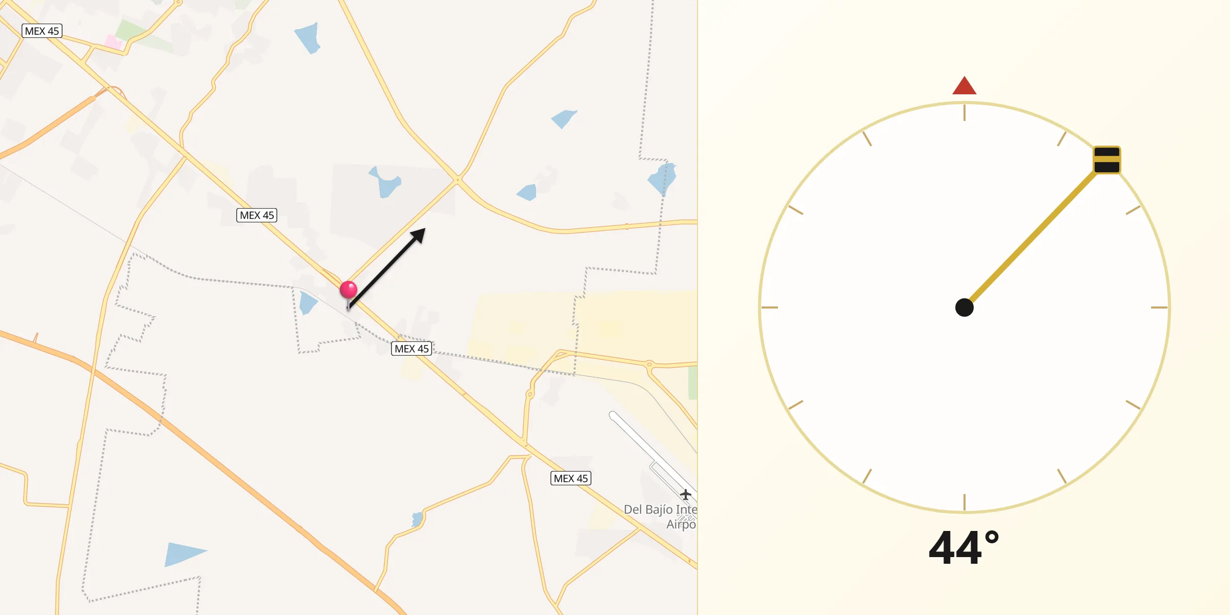 Dirección de la Qibla desde San Isidro de los Sauces