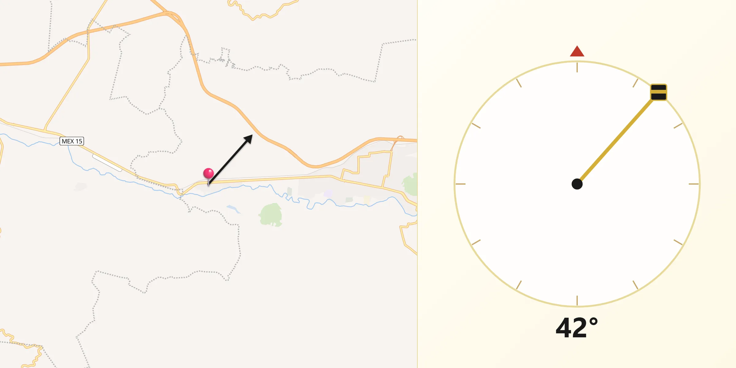 Dirección de la Qibla desde Méxpan