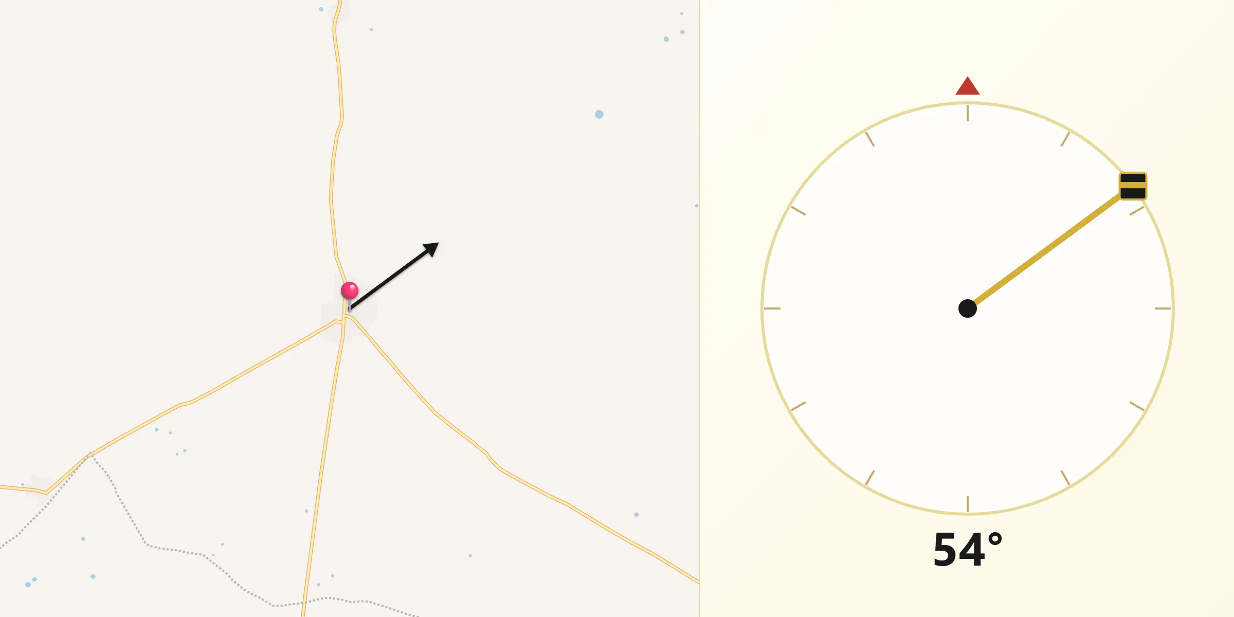 Dirección de la Qibla desde Tixcancal