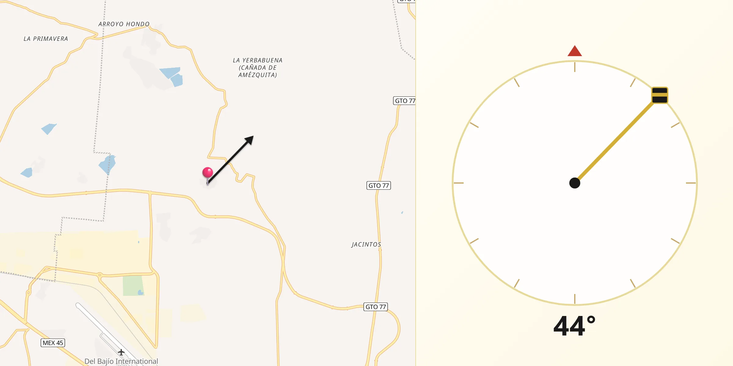 Dirección de la Qibla desde Salitrillo