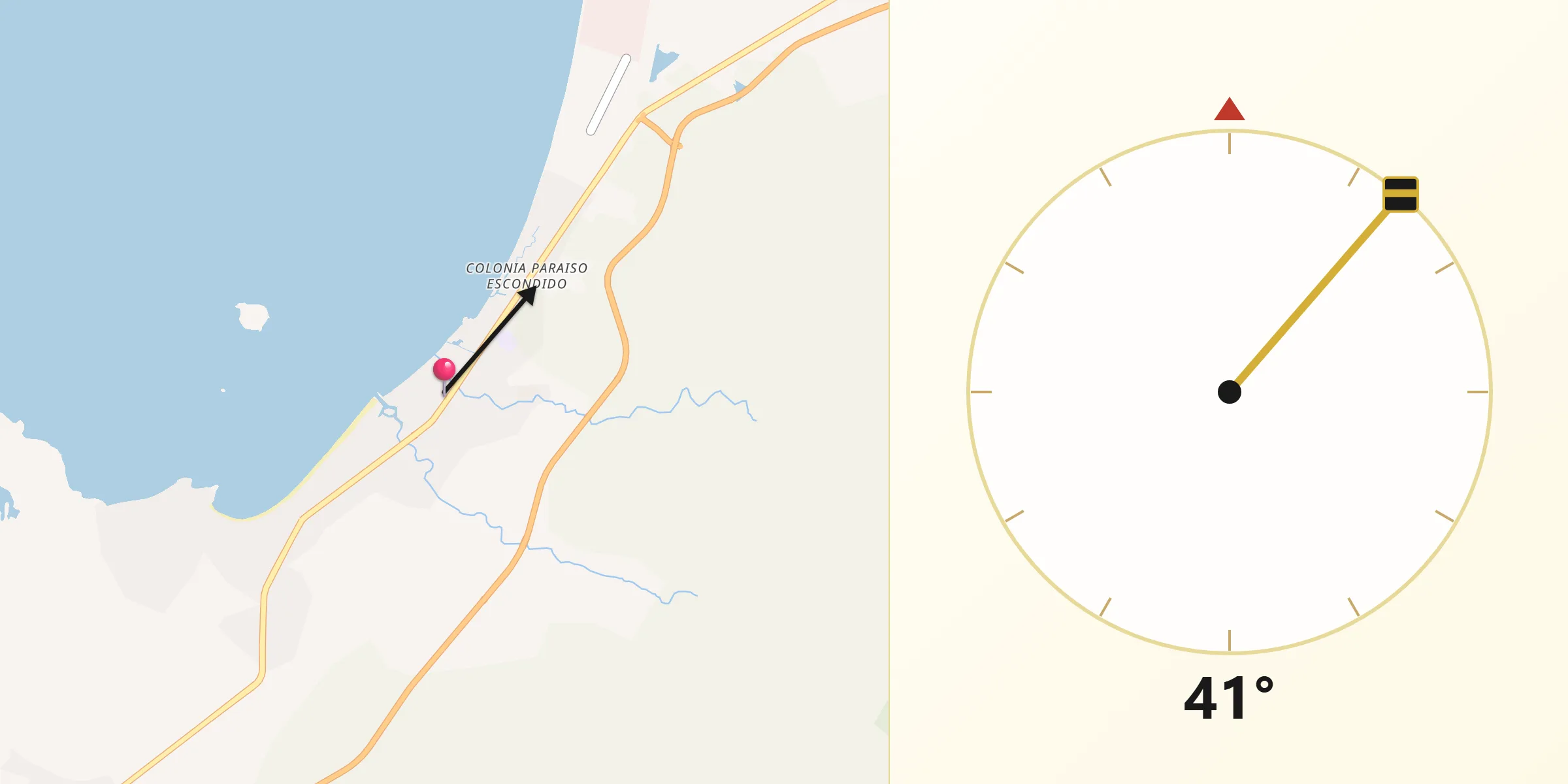 Dirección de la Qibla desde La Peñita de Jaltomba
