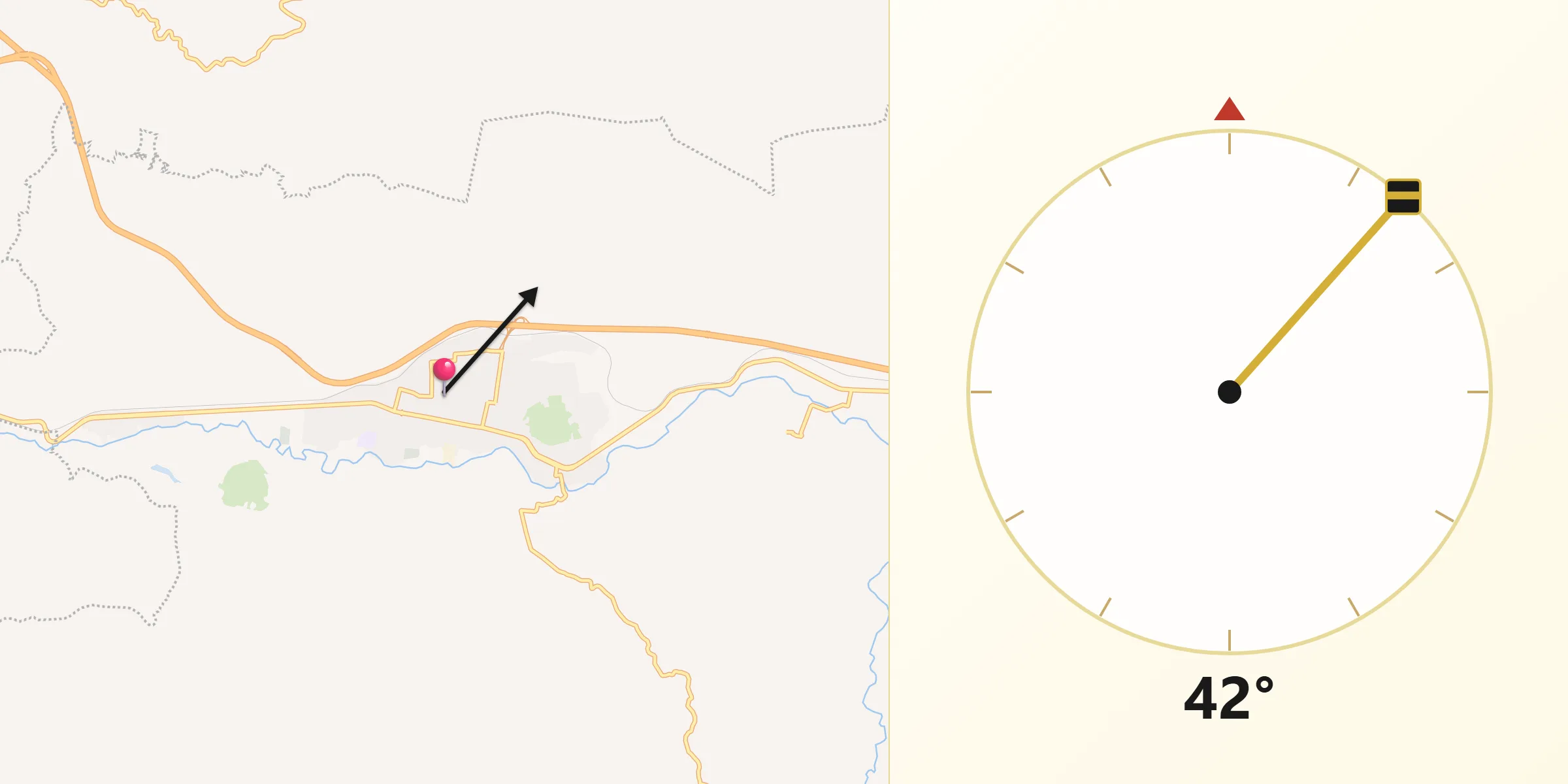 Dirección de la Qibla desde Ixtlán del Río