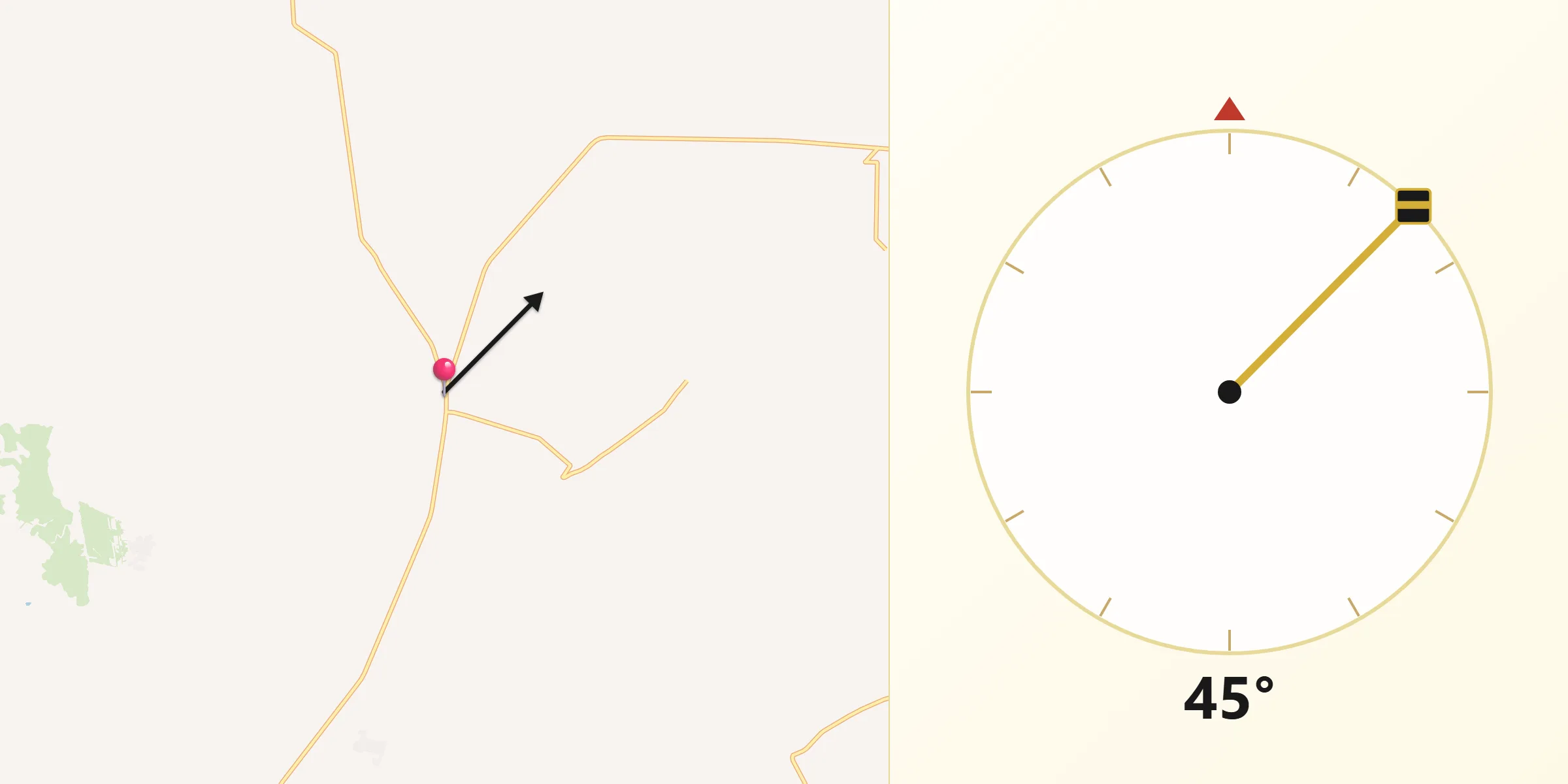 Dirección de la Qibla desde Los Rodríguez