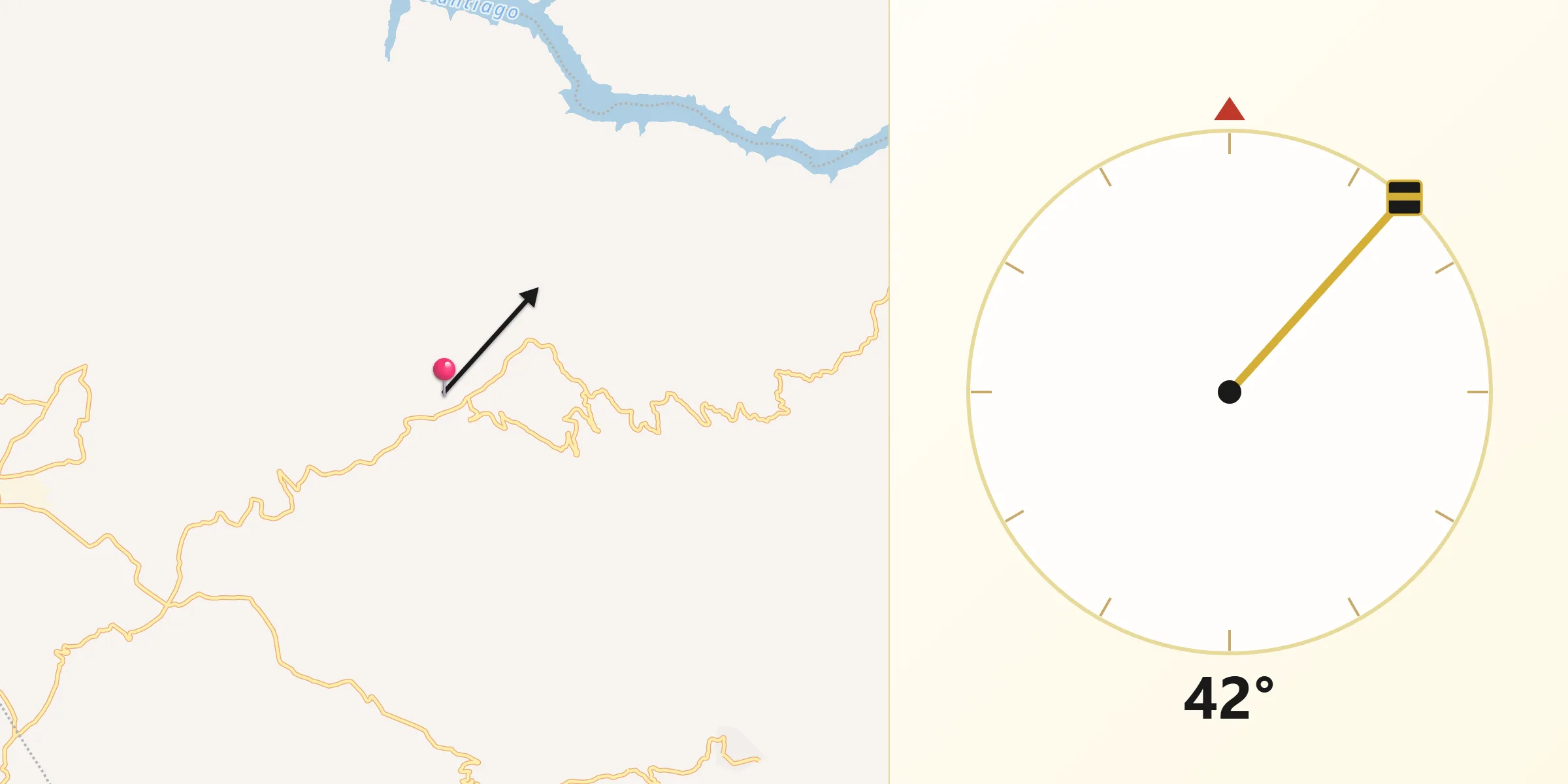 Dirección de la Qibla desde Huajacatlán