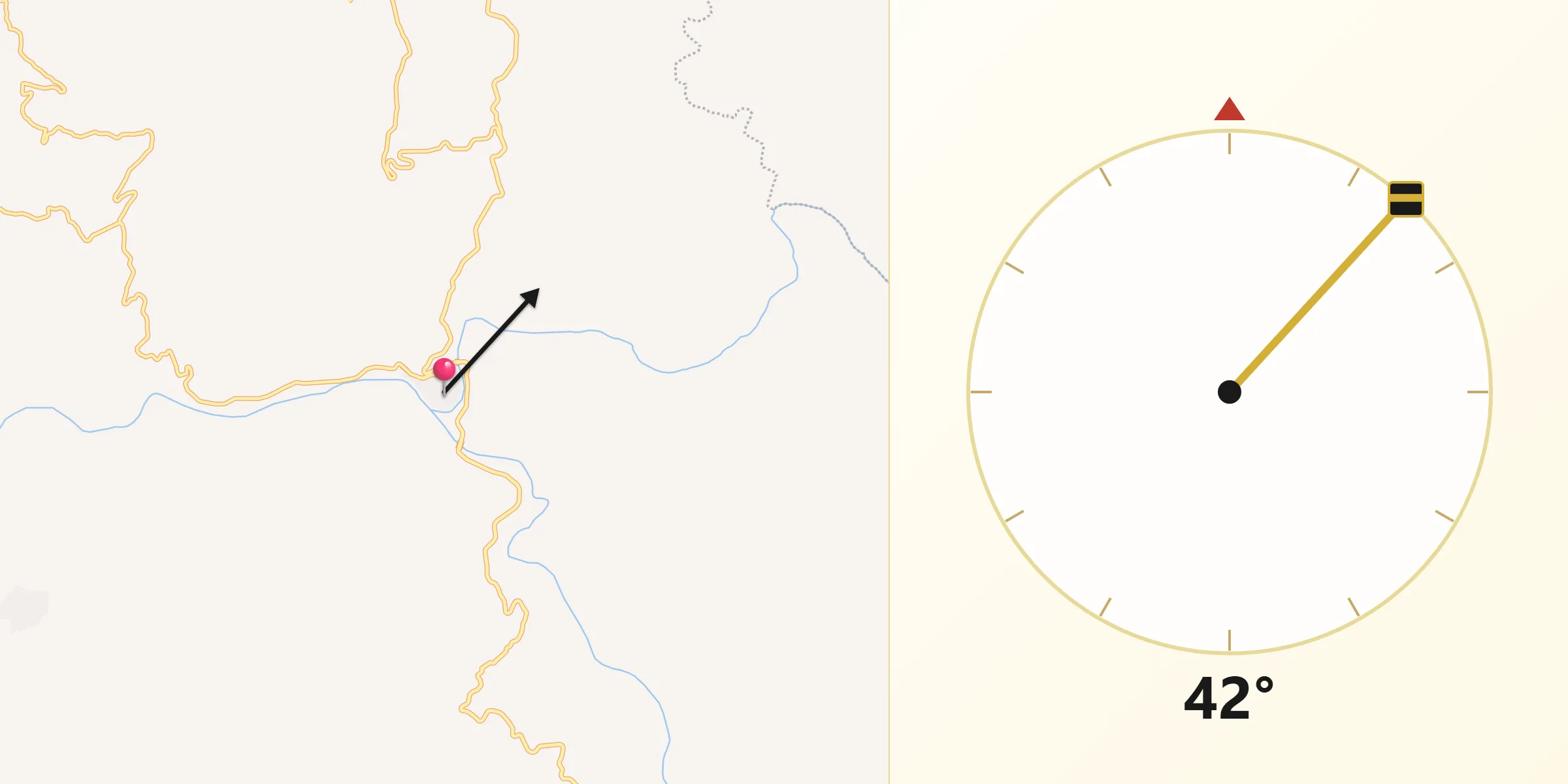 Dirección de la Qibla desde San Cristóbal de la Barranca