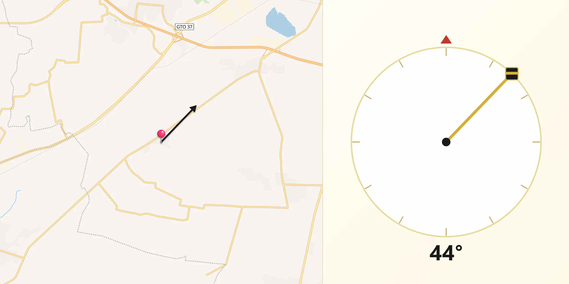 Dirección de la Qibla desde Malagana (San Antonio del Monte)