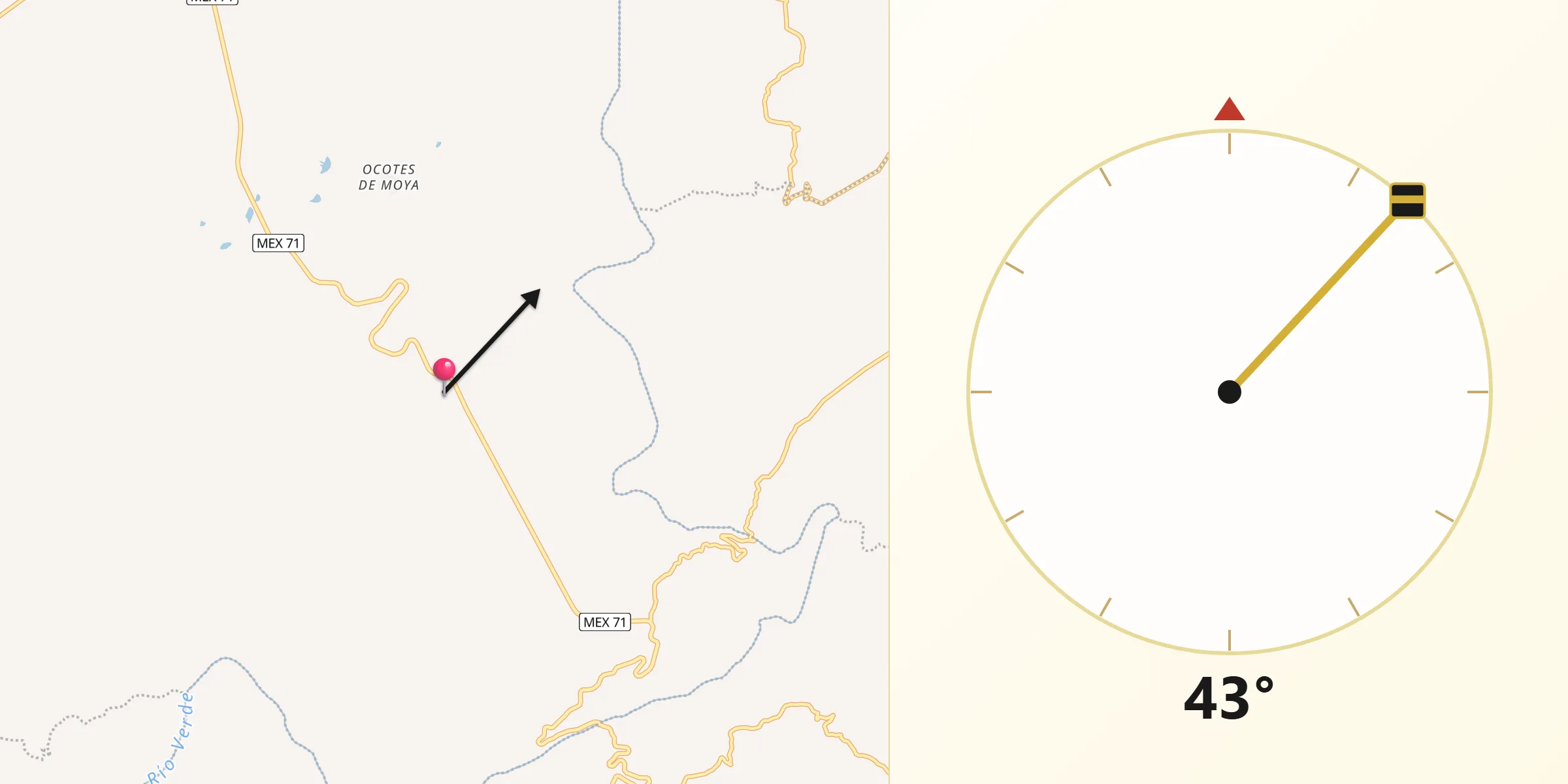 Dirección de la Qibla desde La Estancia