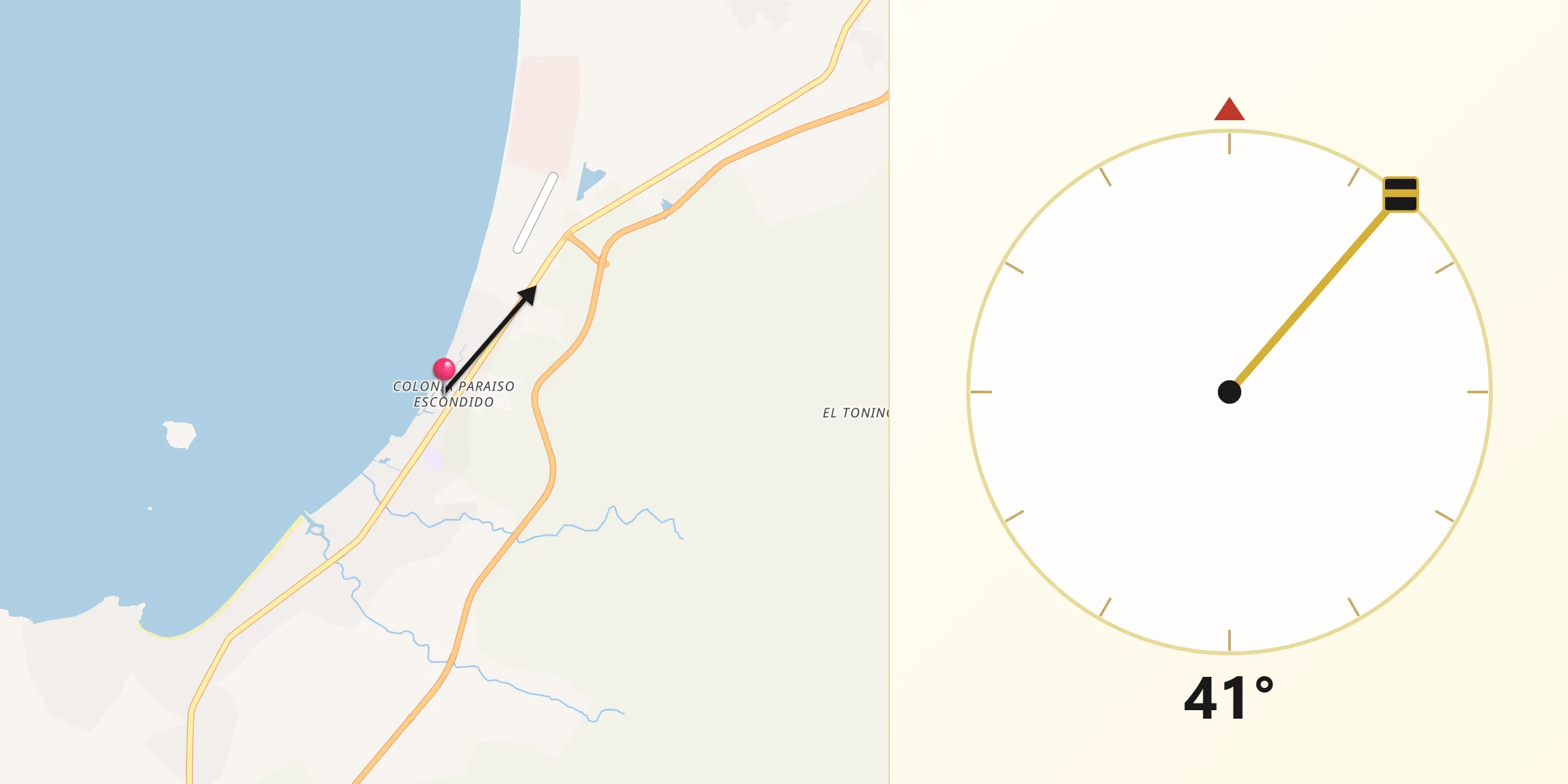 Dirección de la Qibla desde Colonia Paraíso Escondido