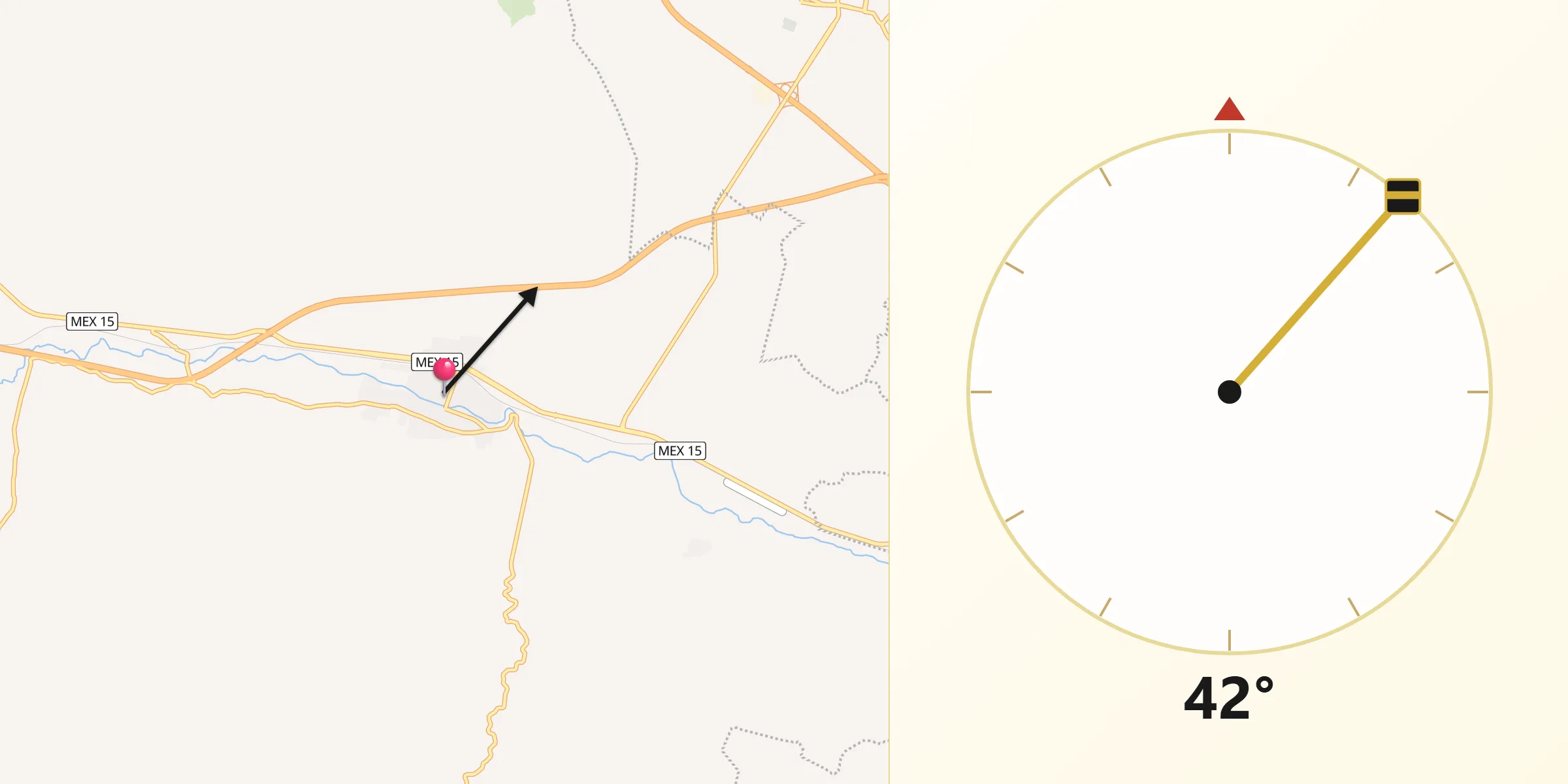 Dirección de la Qibla desde Ahuacatlán