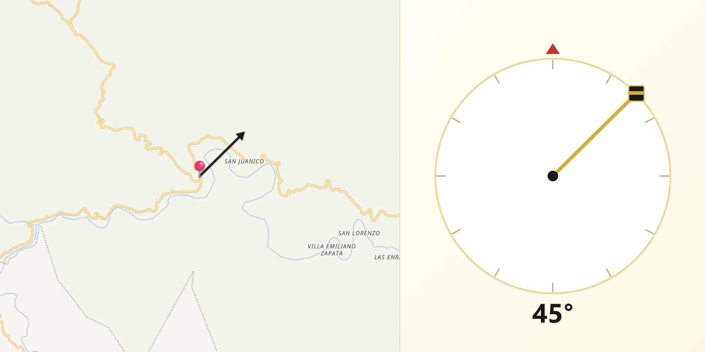 Dirección de la Qibla desde Peñamiller