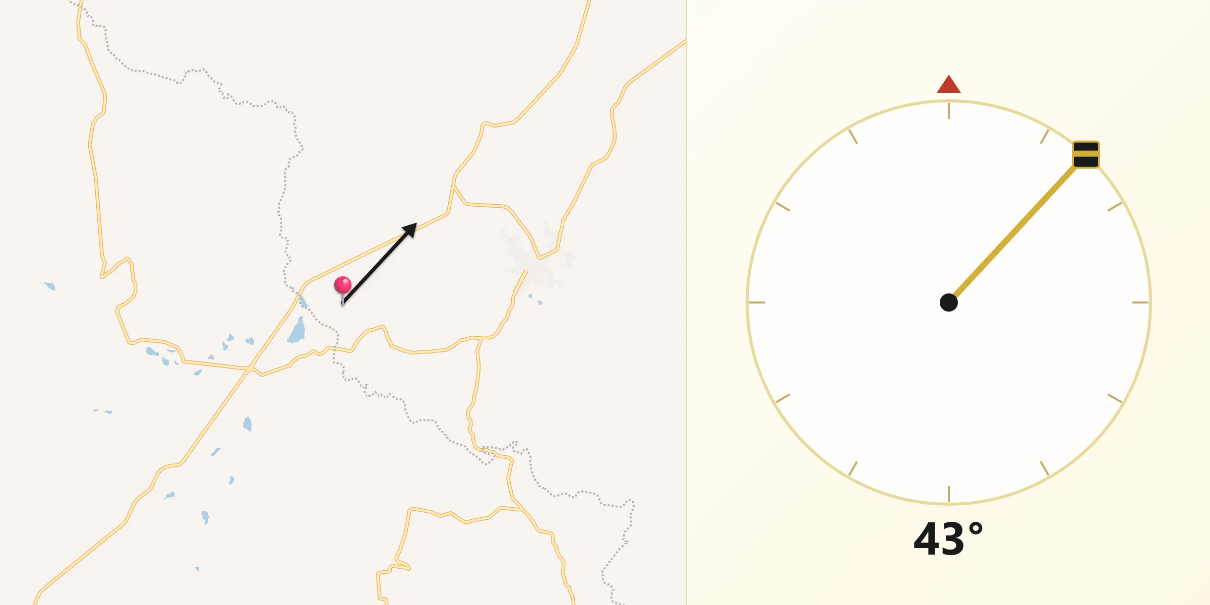 Dirección de la Qibla desde La Jarrilla
