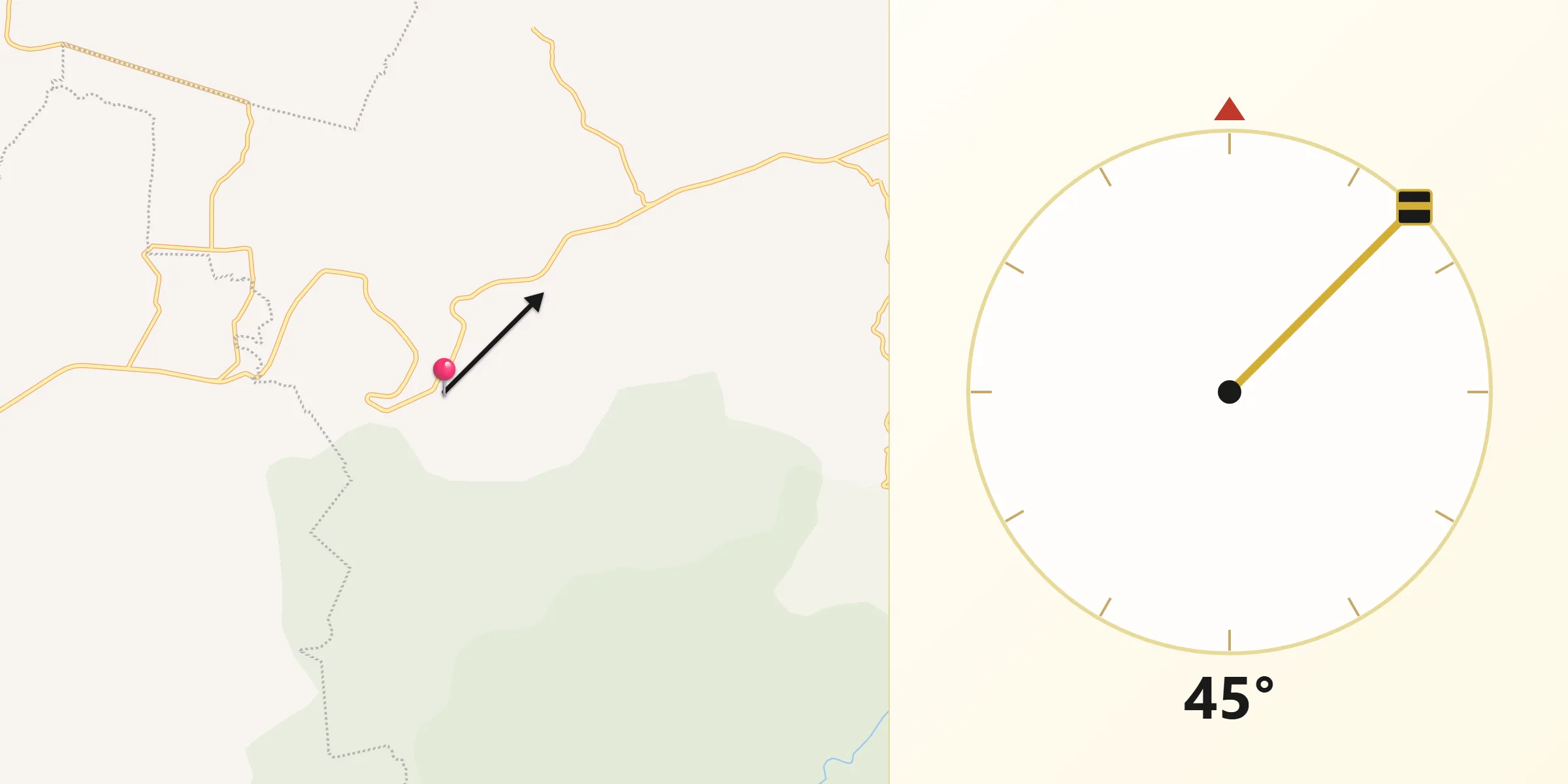 Dirección de la Qibla desde Rincón de Cano