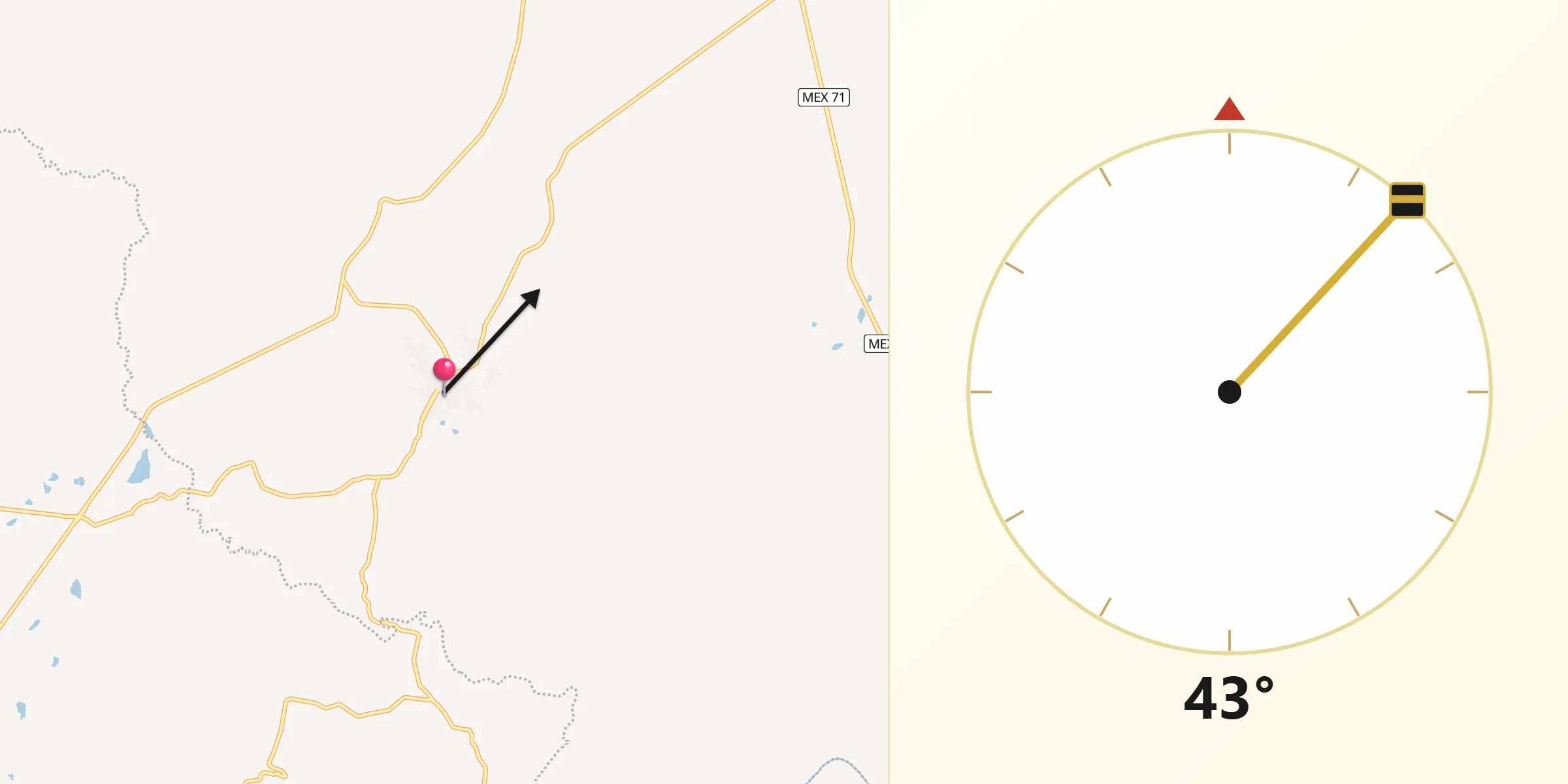 Dirección de la Qibla desde Manalisco