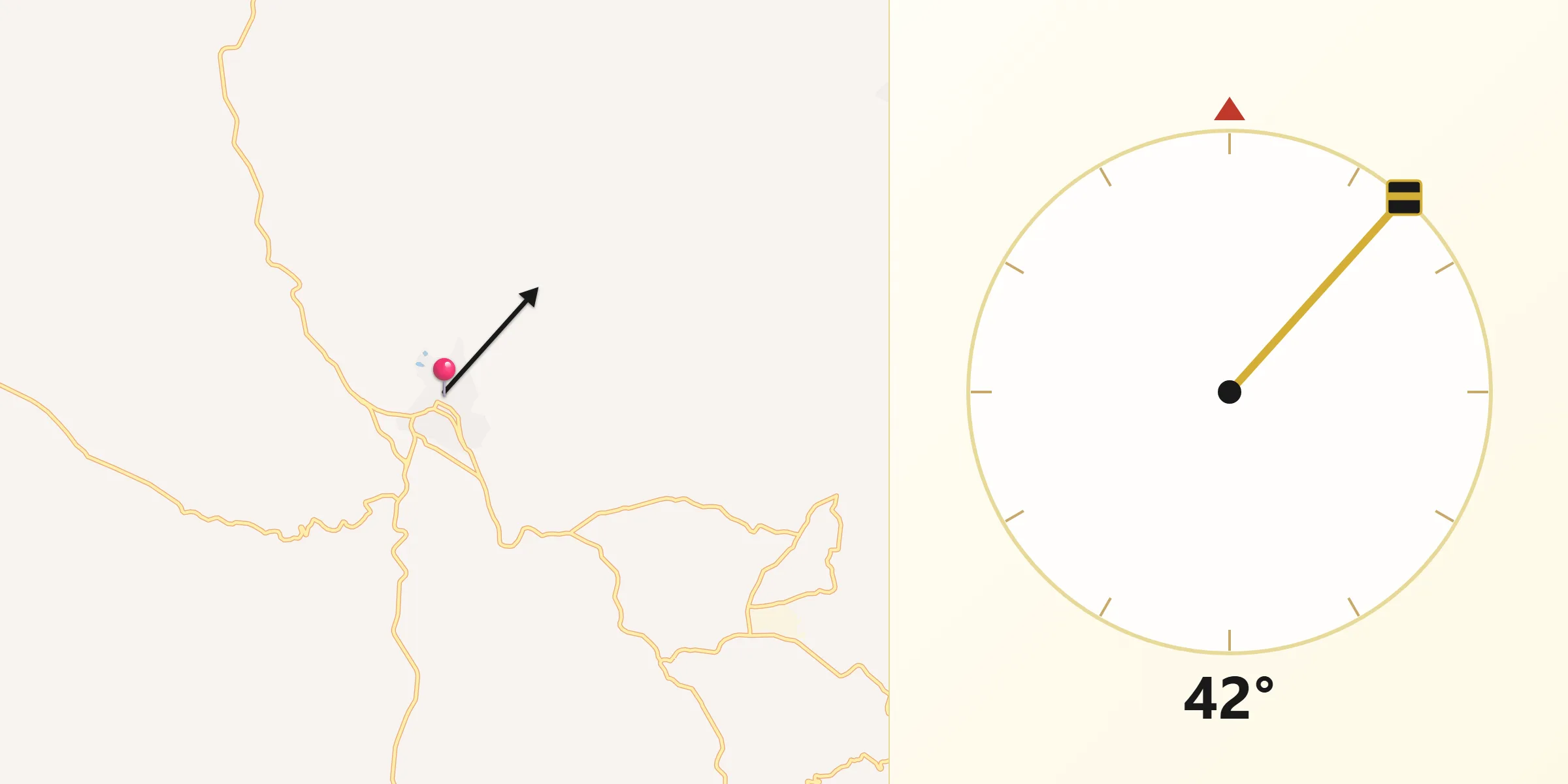 Dirección de la Qibla desde Hostotipaquillo