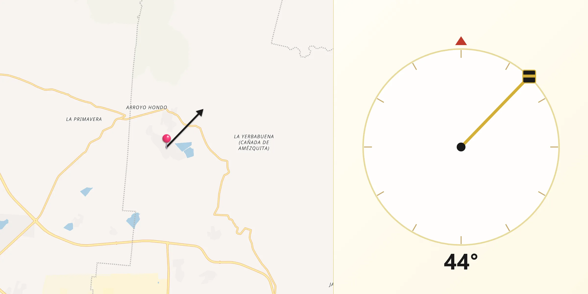 Dirección de la Qibla desde Comanjilla