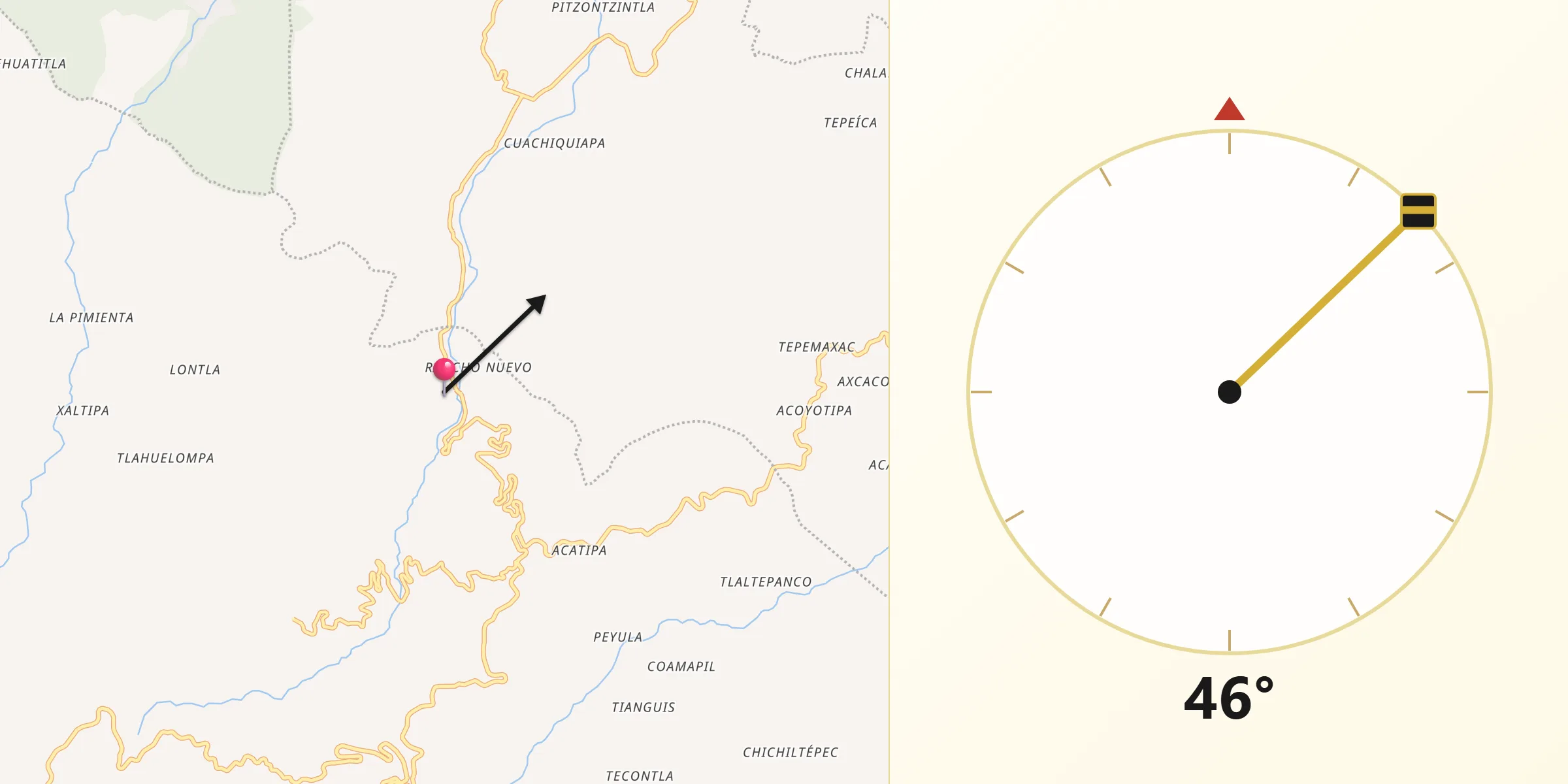 Dirección de la Qibla desde San José