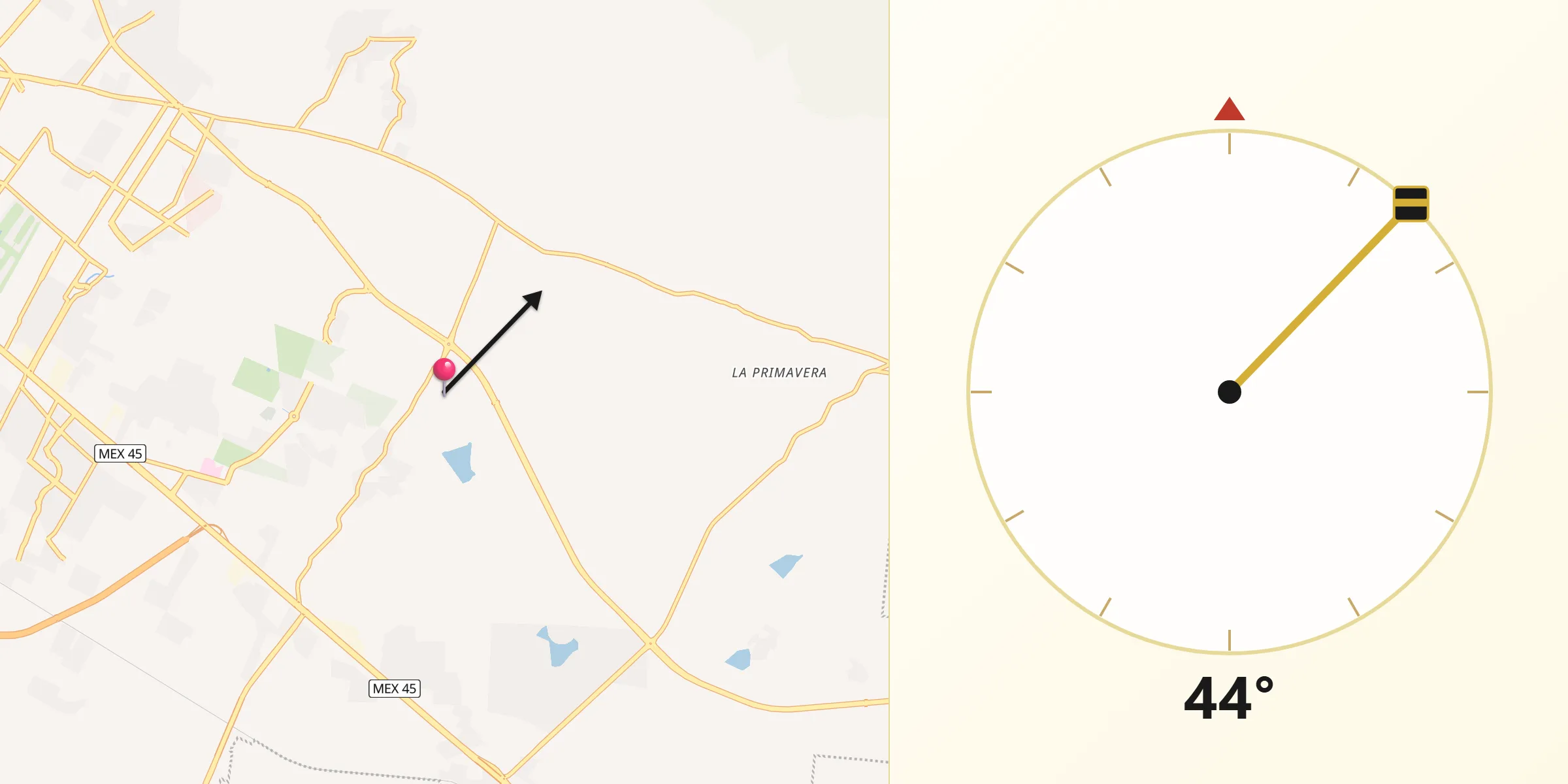Dirección de la Qibla desde Loza de los Padres